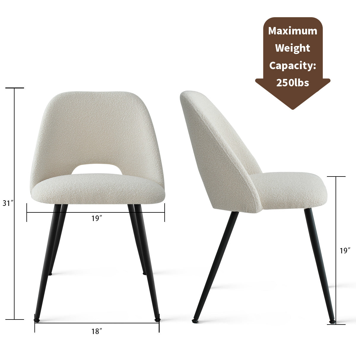 Edwin Modern Upholstered Boucle Dining Chair (Set of 4)