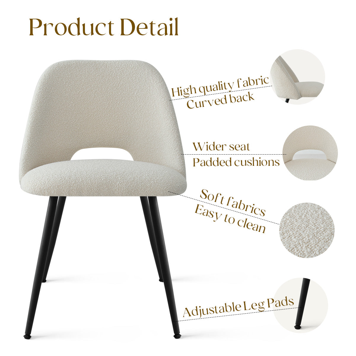 Edwin Modern Upholstered Boucle Dining Chair (Set of 4)