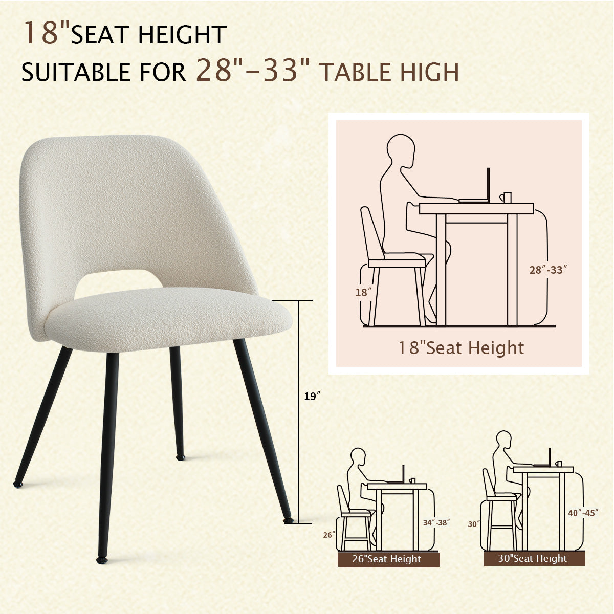 Edwin Modern Upholstered Boucle Dining Chair (Set of 4)