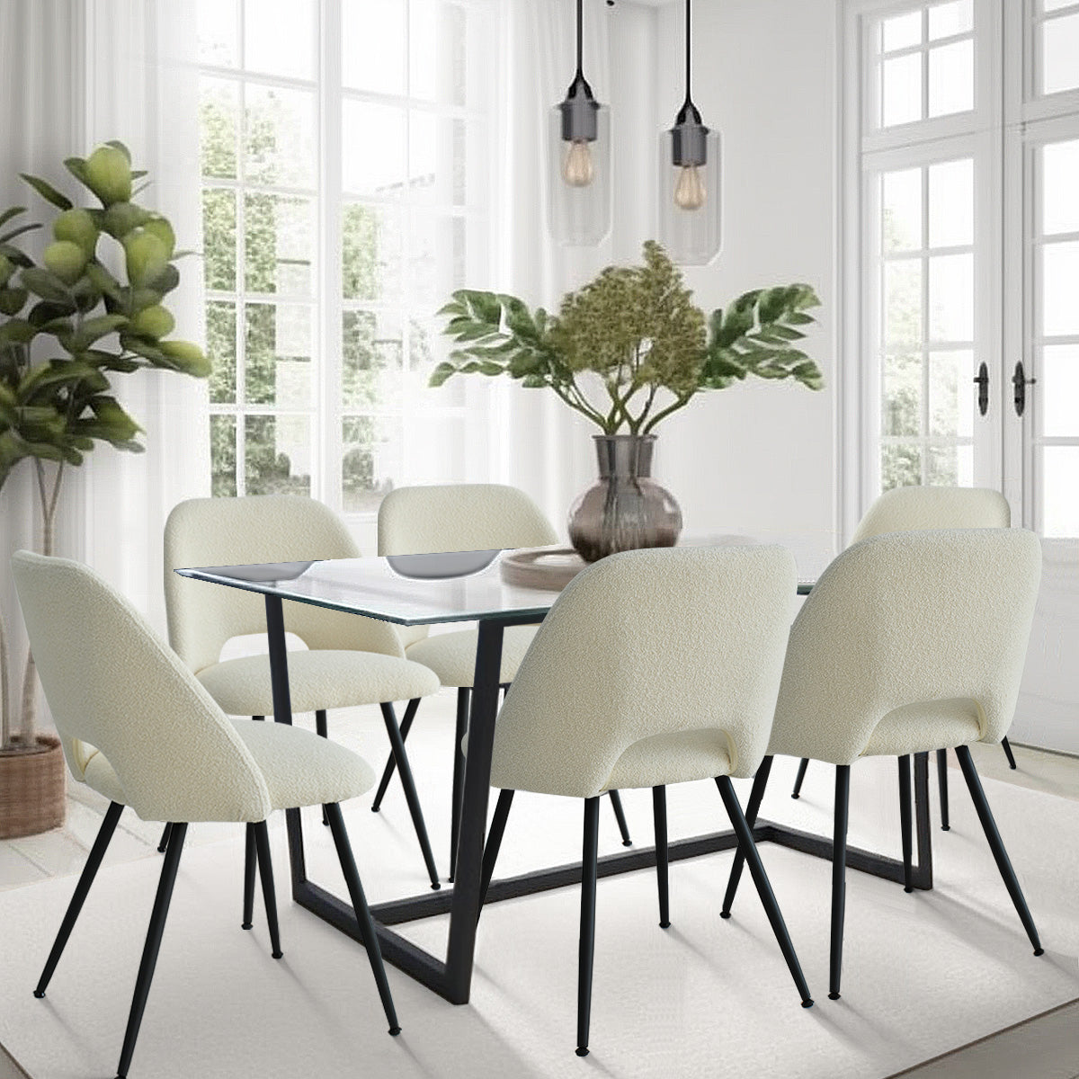 Edwin Modern Upholstered Boucle Dining Chair (Set of 4)