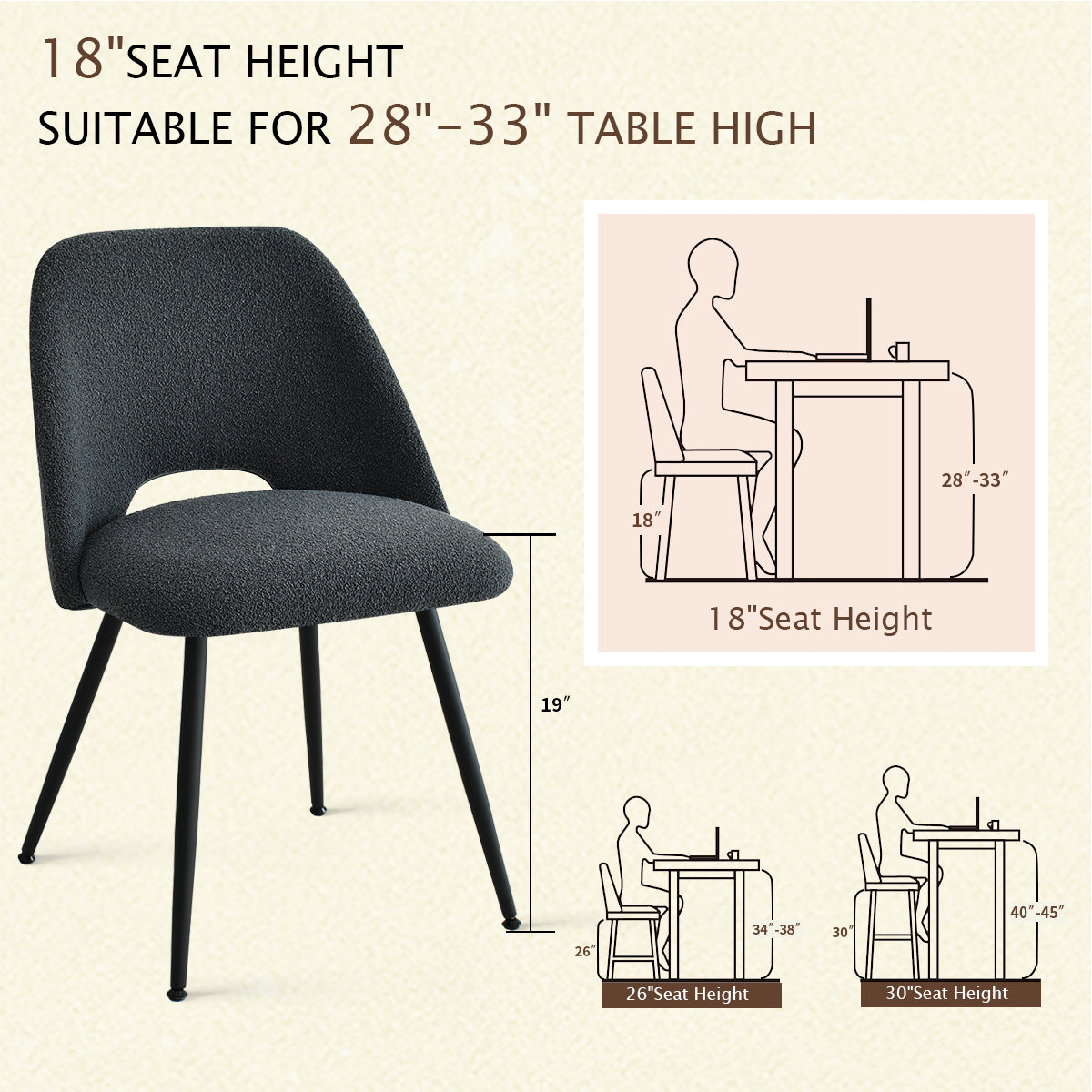 Edwin Modern Upholstered Boucle Dining Chair (Set of 4)