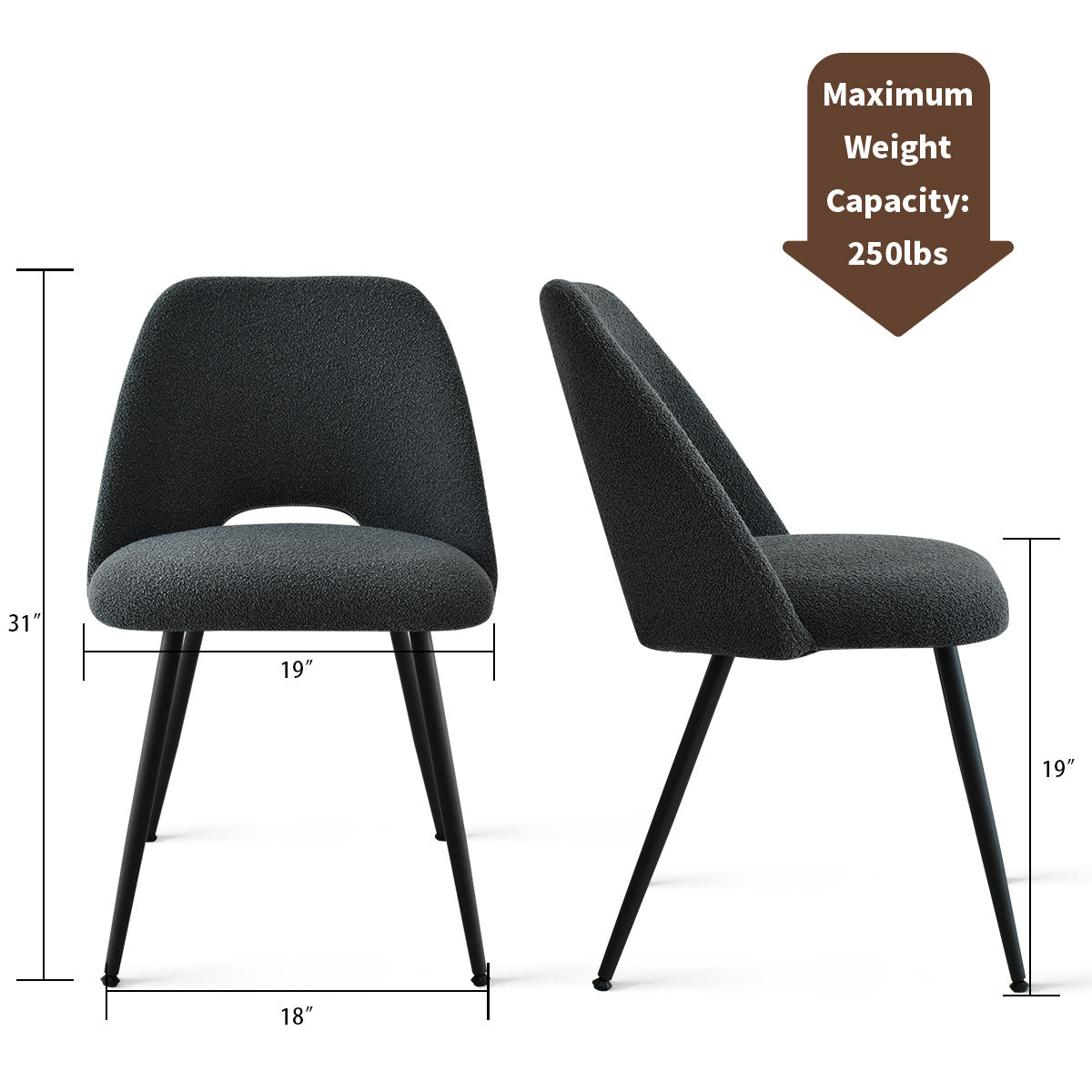 Edwin Modern Upholstered Boucle Dining Chair (Set of 4)