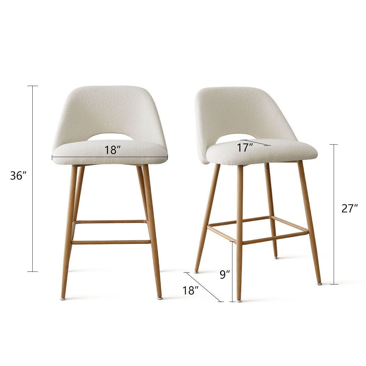 Edwin Boucle Upholstered Counter Stool (Set of 4)