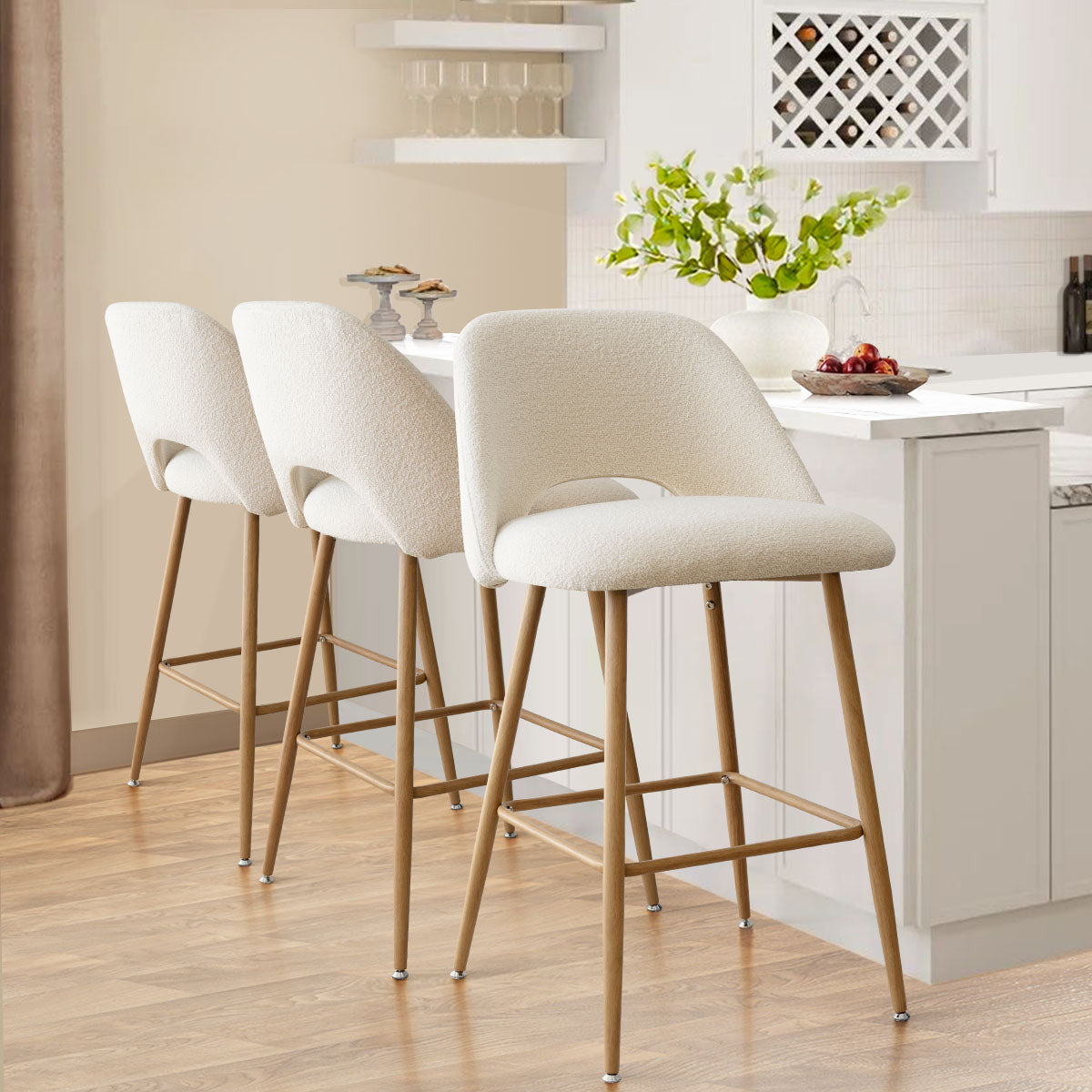 Edwin Boucle Upholstered Counter Stool (Set of 3)