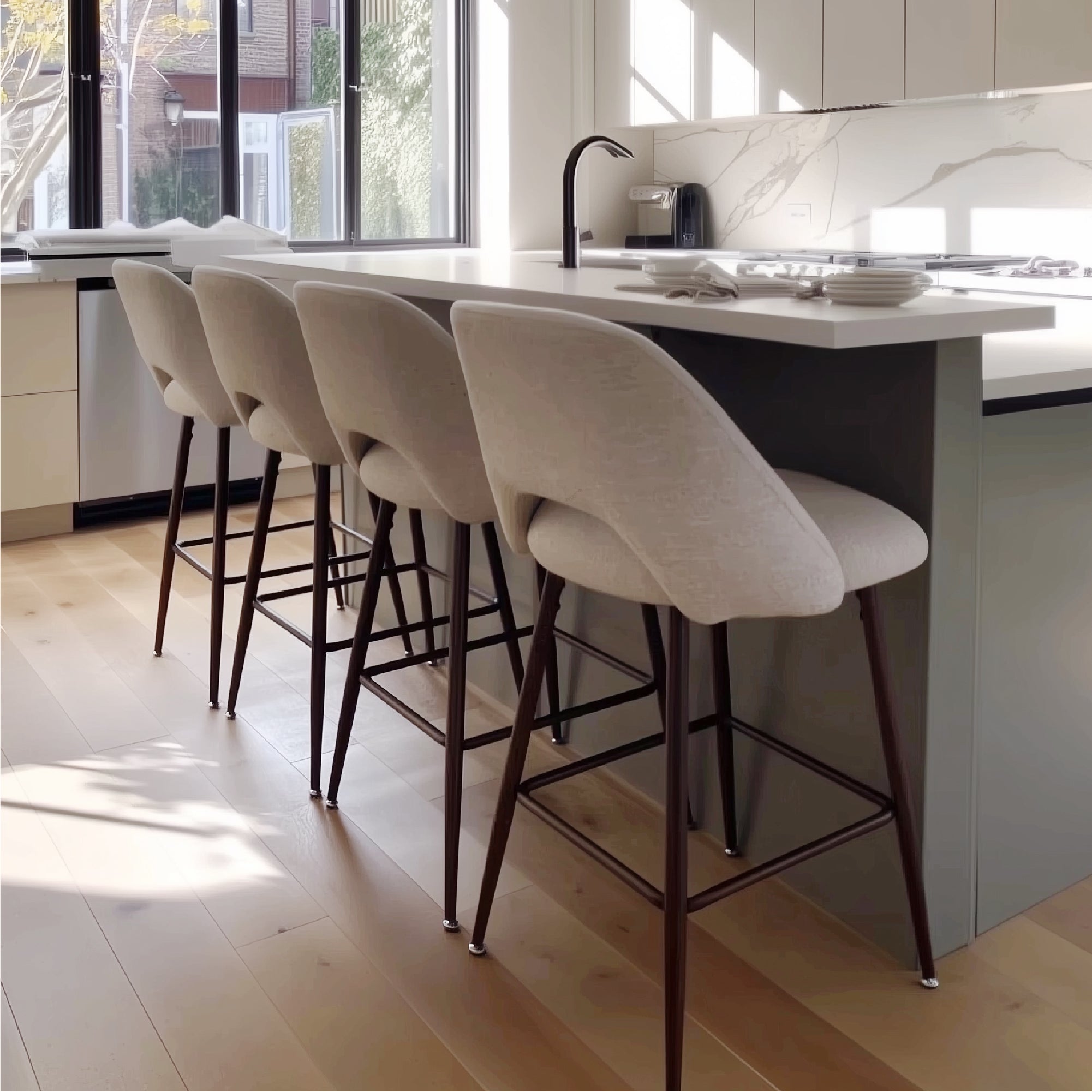 Edwin 26" Modern Upholstered Counter Stool (Set of 3)