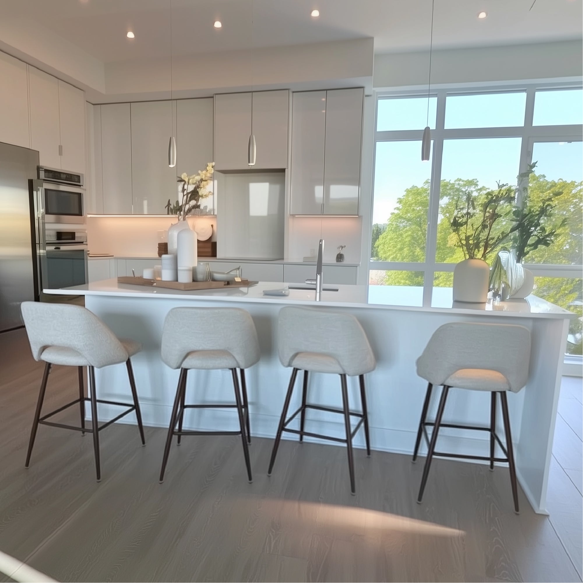 Edwin 26" Modern Upholstered Counter Stool (Set of 3)