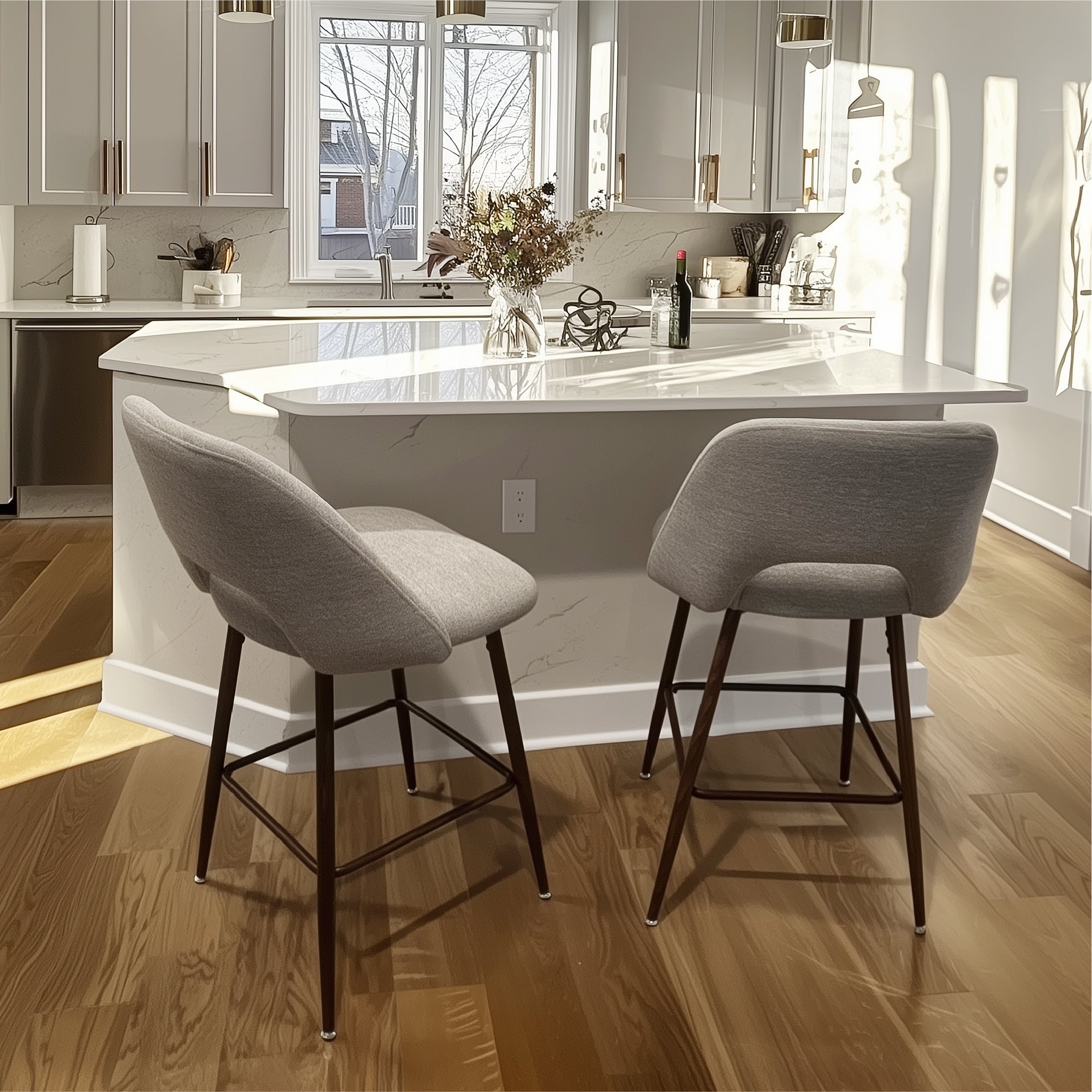 Edwin 26" Modern Upholstered Counter Stool (Set of 2)