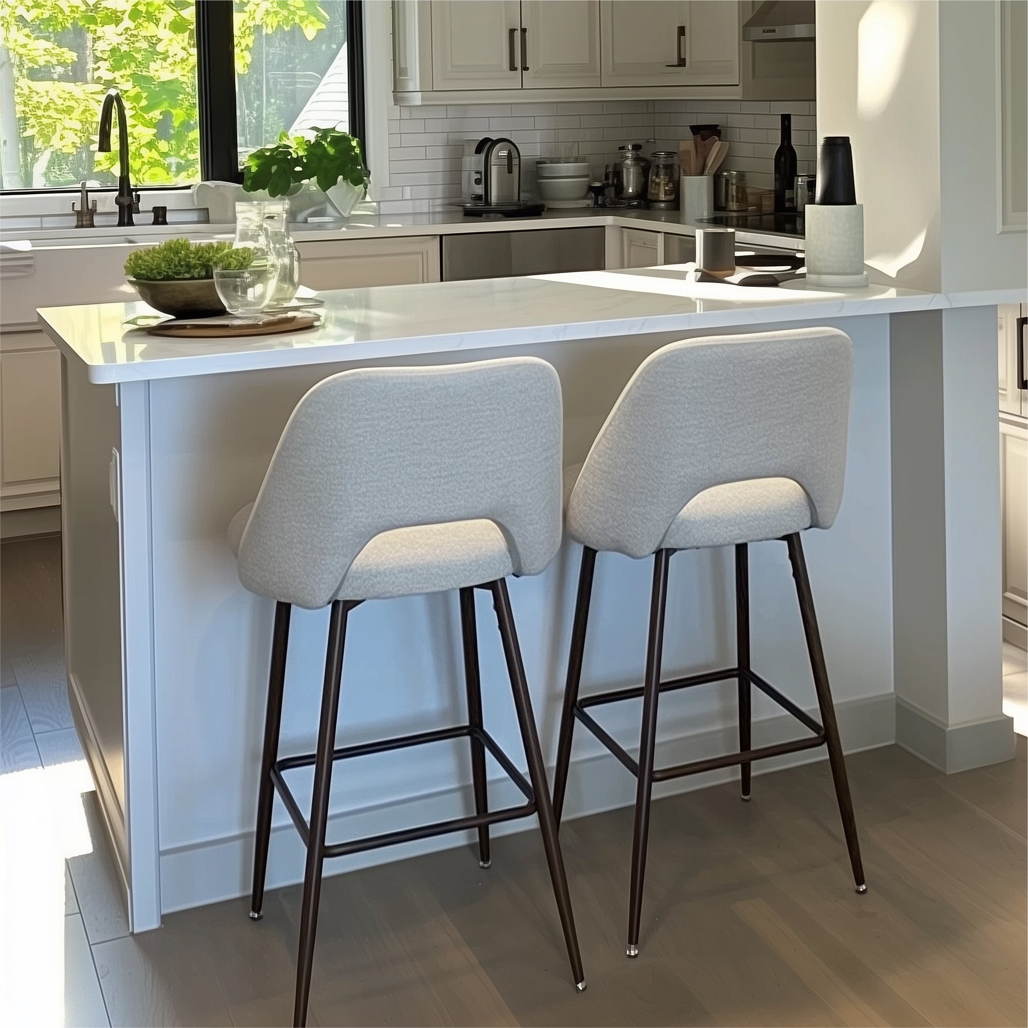 Edwin 26" Modern Upholstered Counter Stool (Set of 3)