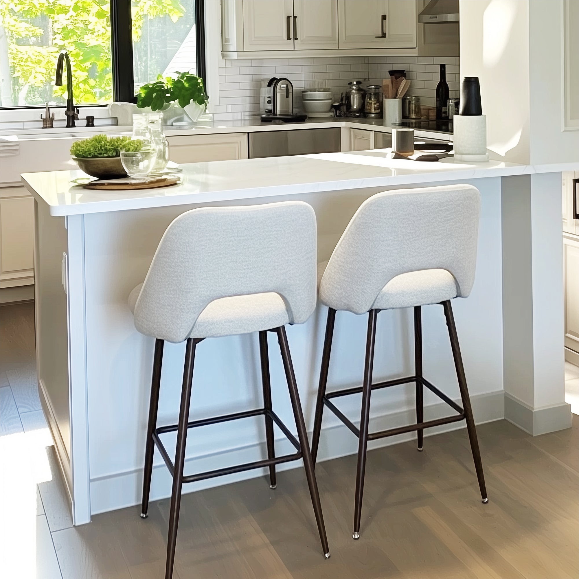 Edwin 26" Modern Upholstered Counter Stool (Set of 2)