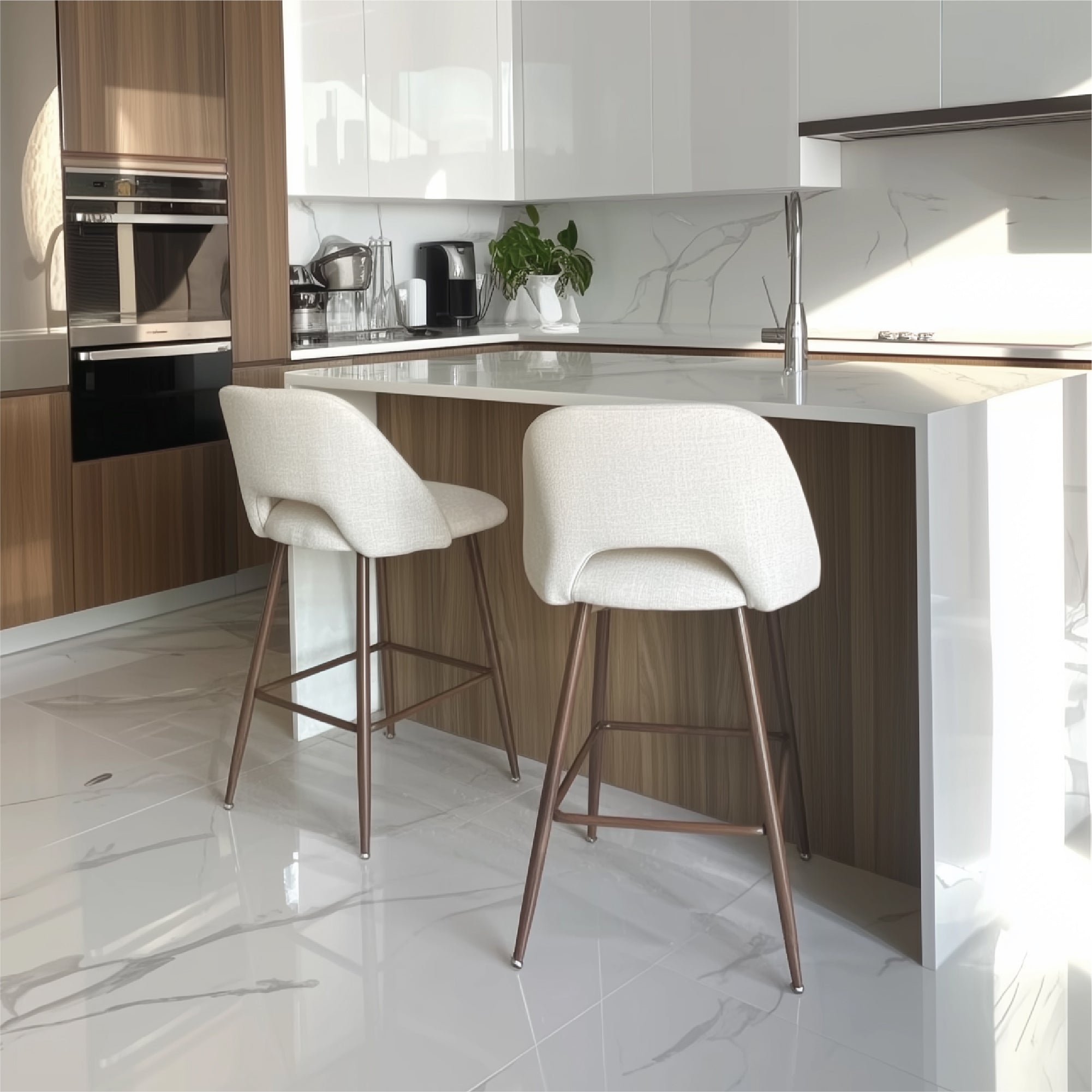 Edwin 26" Modern Upholstered Counter Stool (Set of 2)