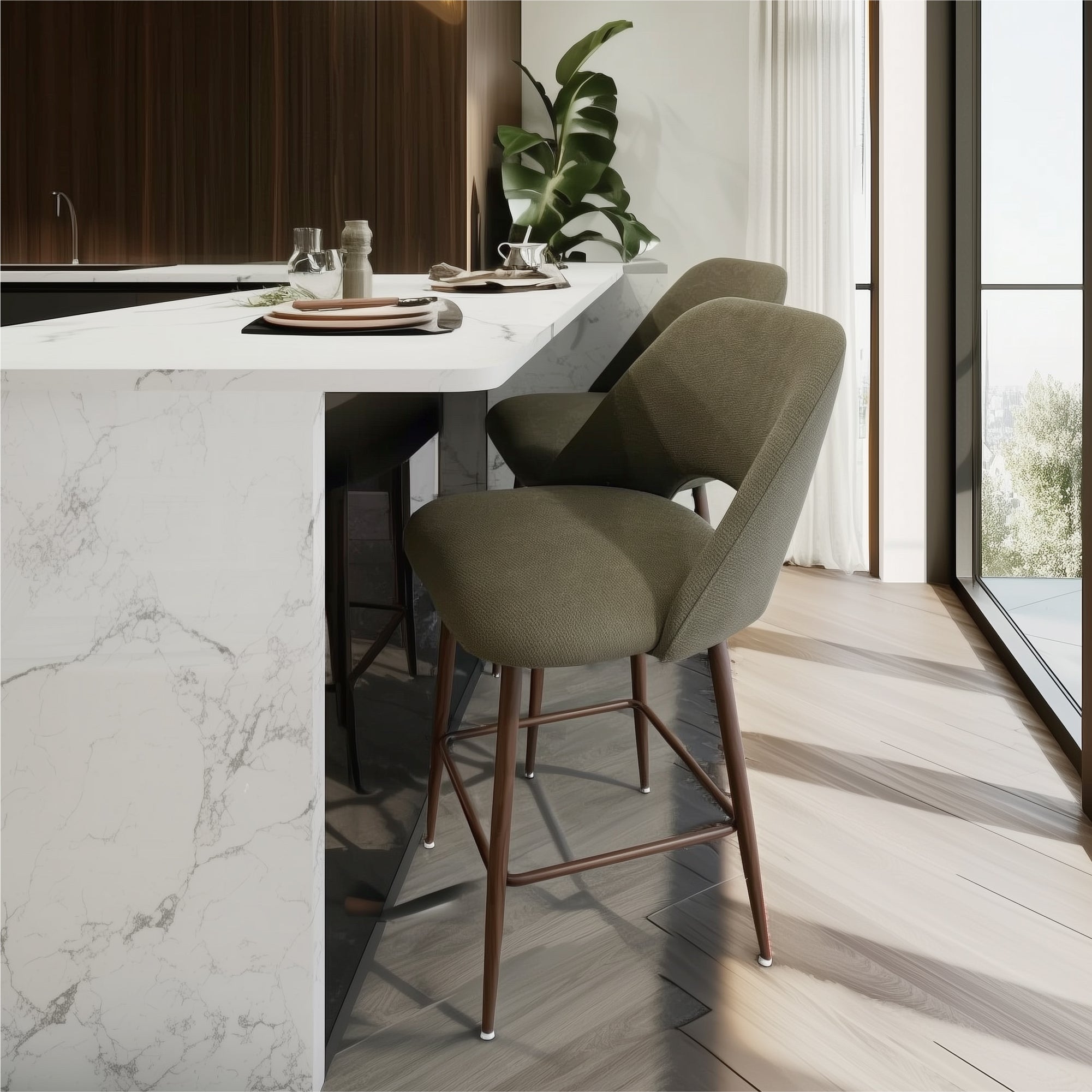 Edwin 26" Modern Upholstered Counter Stool (Set of 2)