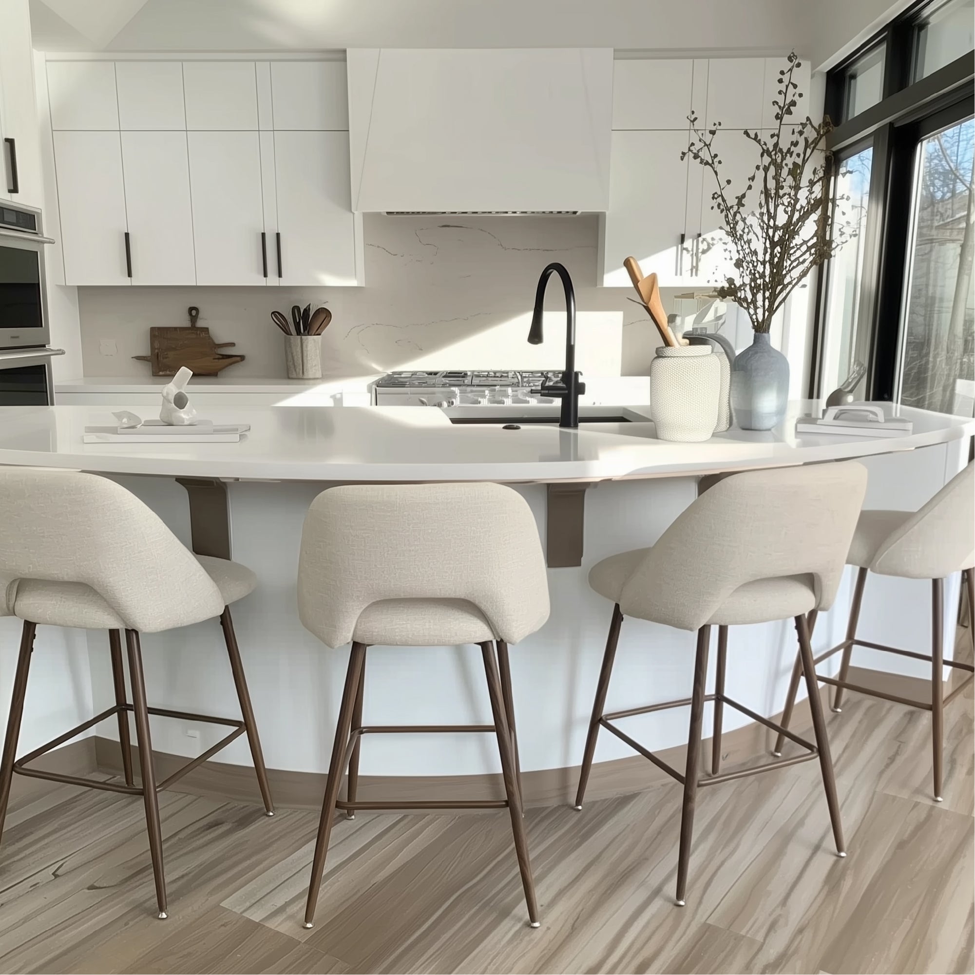 Edwin 26" Modern Upholstered Counter Stool (Set of 2)