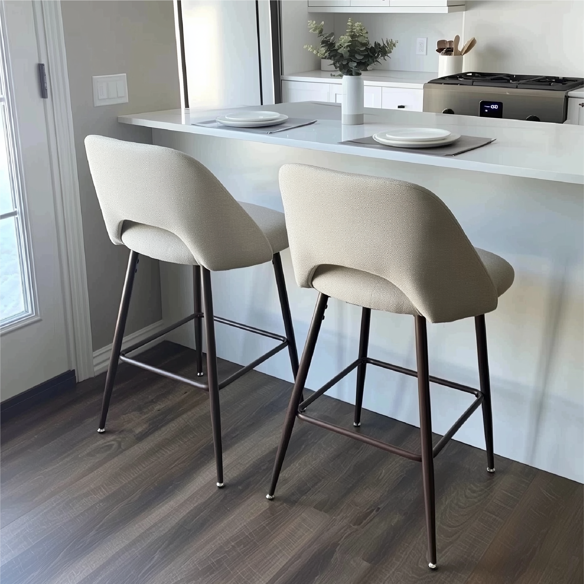 Edwin 26" Modern Upholstered Counter Stool (Set of 2)