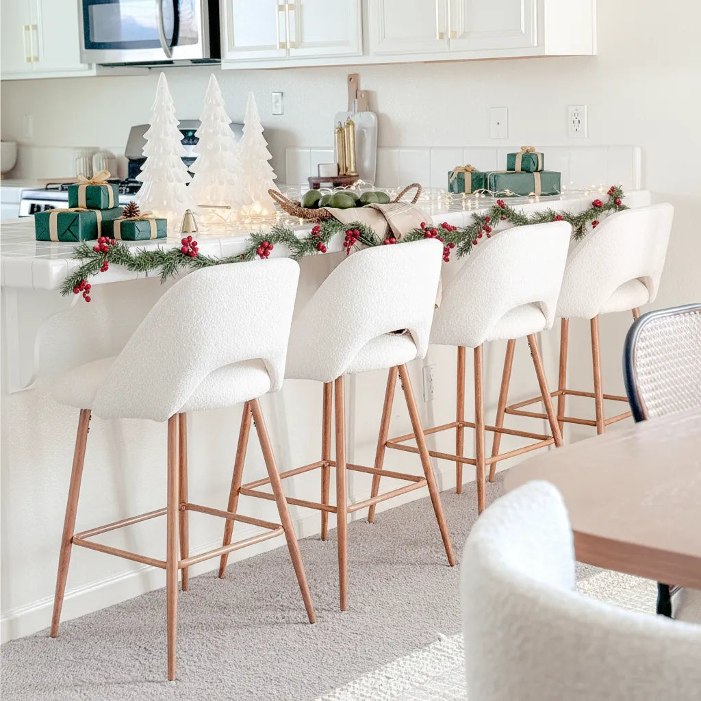 Edwin Boucle Upholstered Counter Stool (Set of 4)