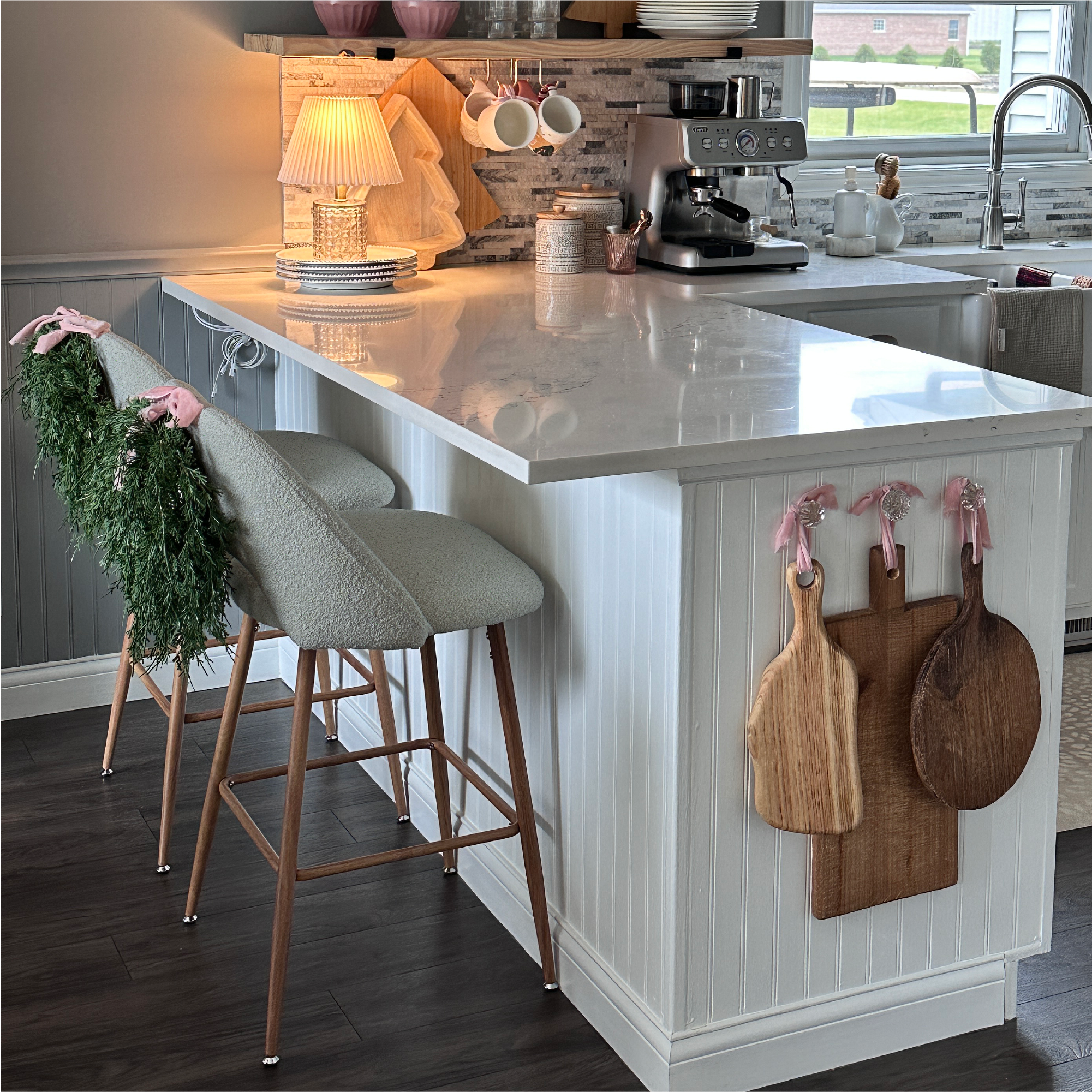 Edwin Boucle Upholstered Counter Stool (Set of 4)