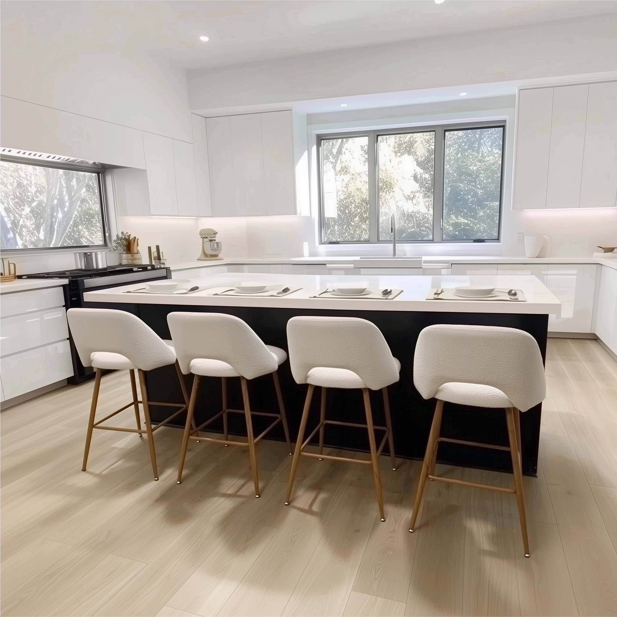 Edwin Boucle Upholstered Counter Stool (Set of 4)