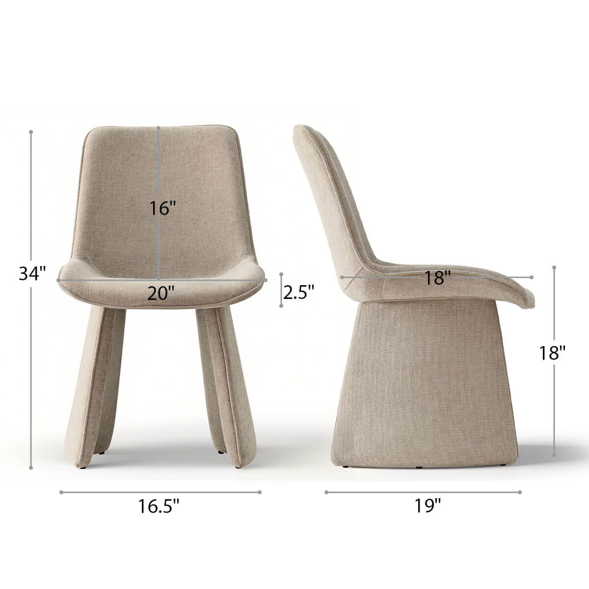 Elsa Modern Upholstered Dining Chairs (Set of 2)