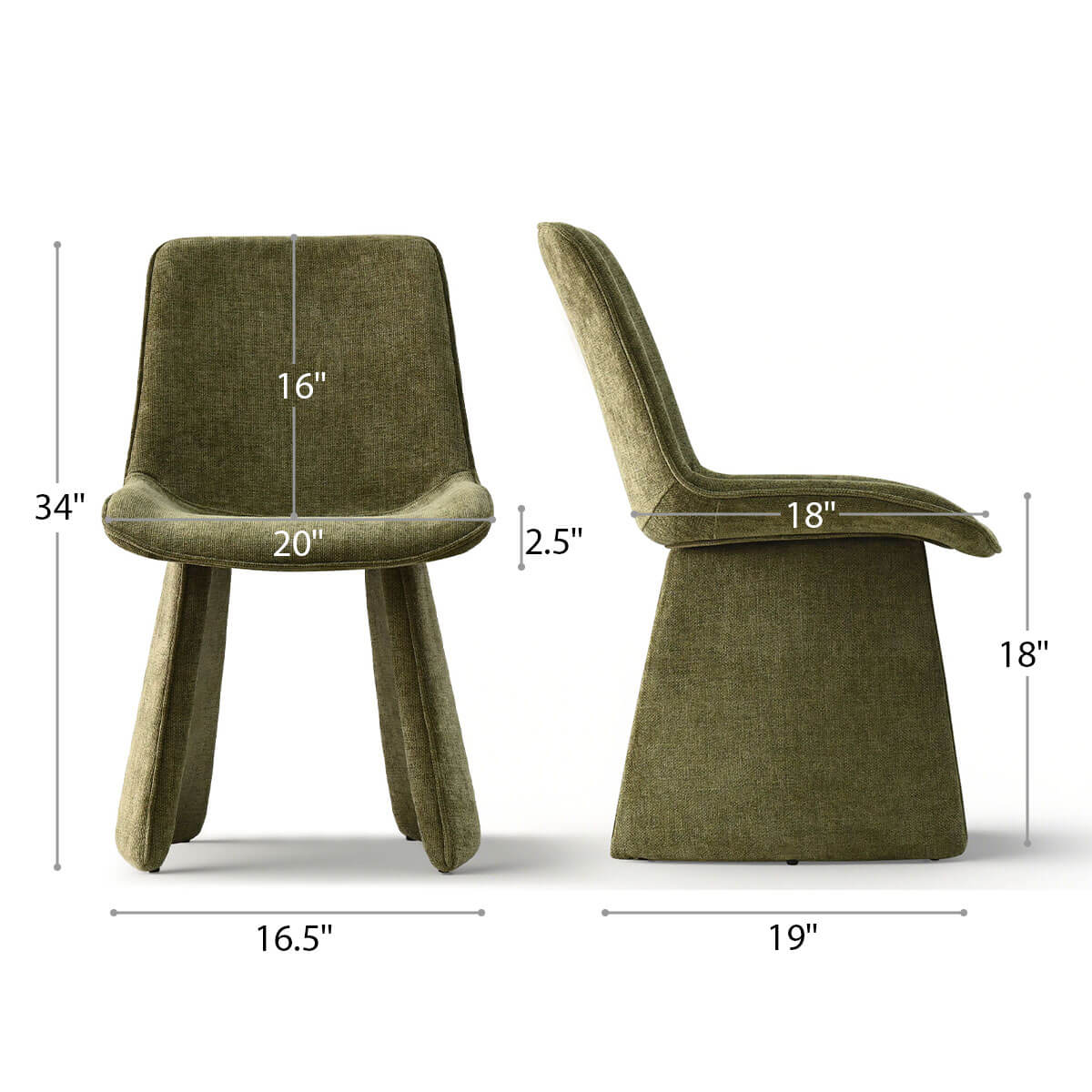 Elsa Modern Upholstered Dining Chairs (Set of 2)