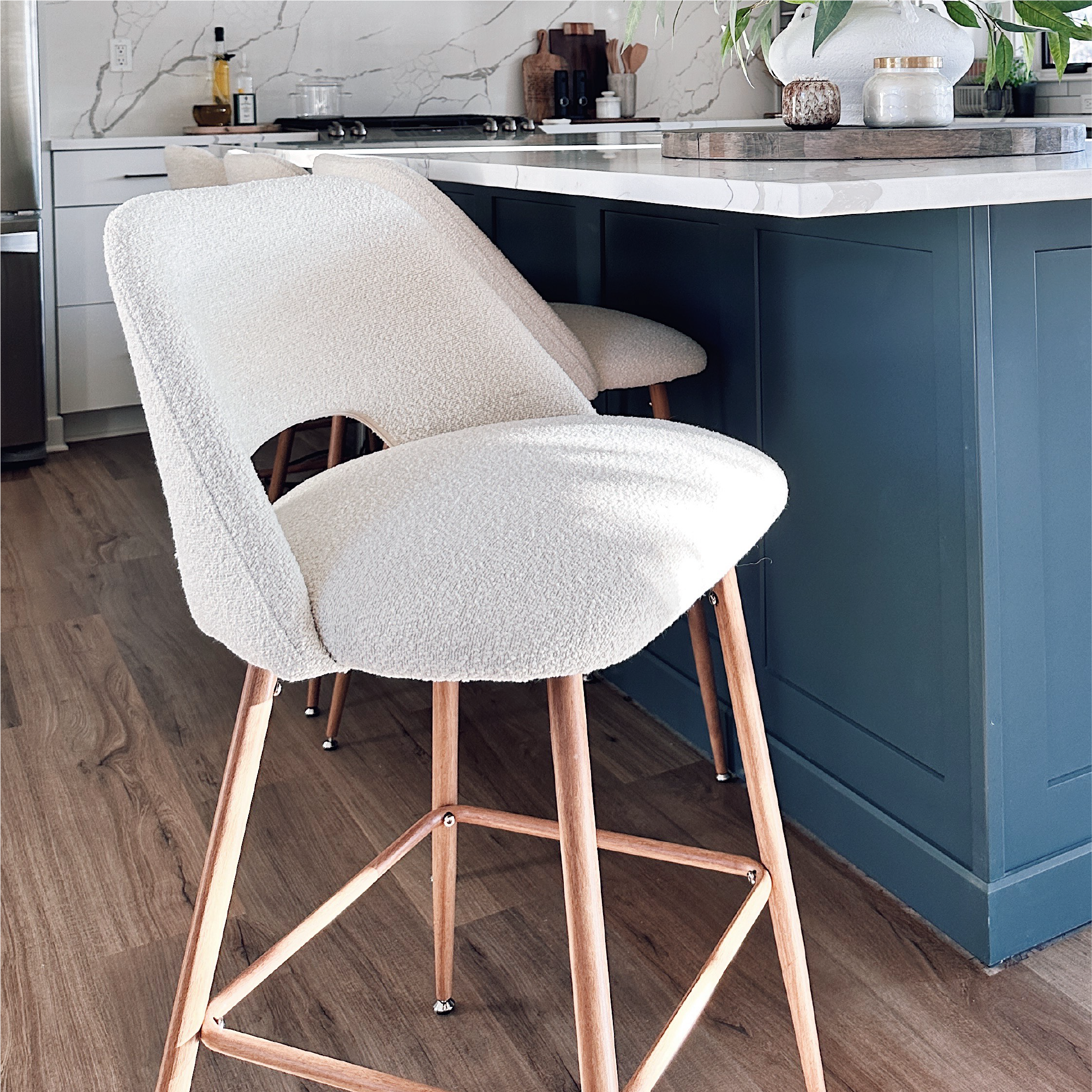 Edwin Boucle Upholstered Counter Stool (Set of 4)