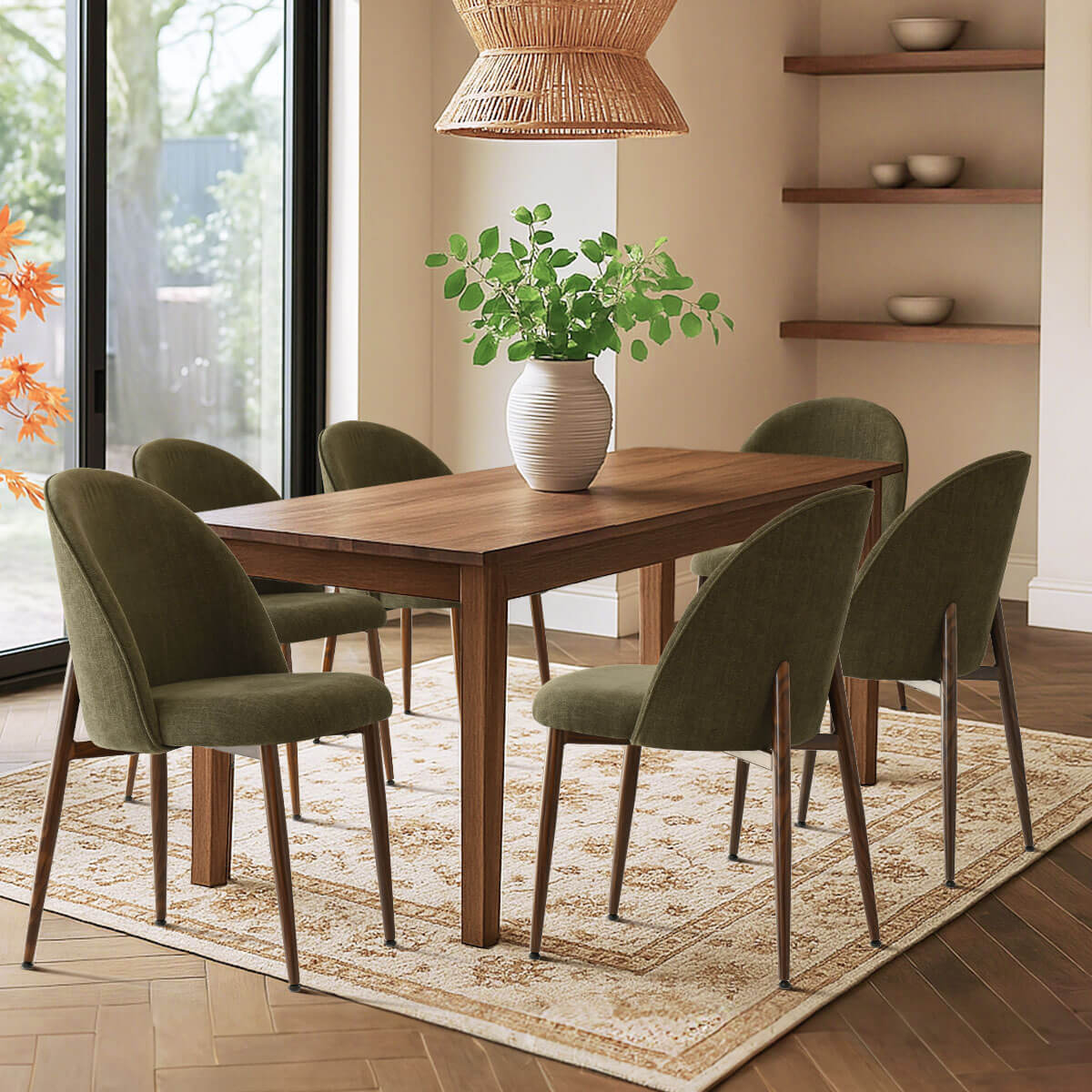 Goteborg Upholstered Dining Chair with Walnut legs (Set of 2)