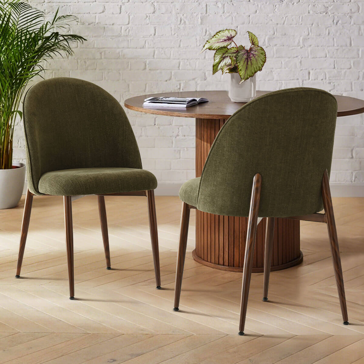 Goteborg Upholstered Dining Chair with Walnut legs (Set of 2)