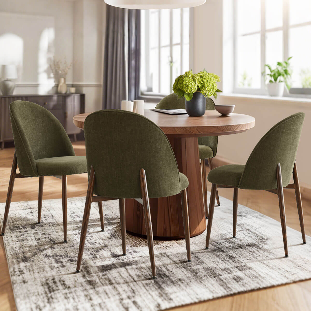 Goteborg Upholstered Dining Chair with Walnut legs (Set of 4)