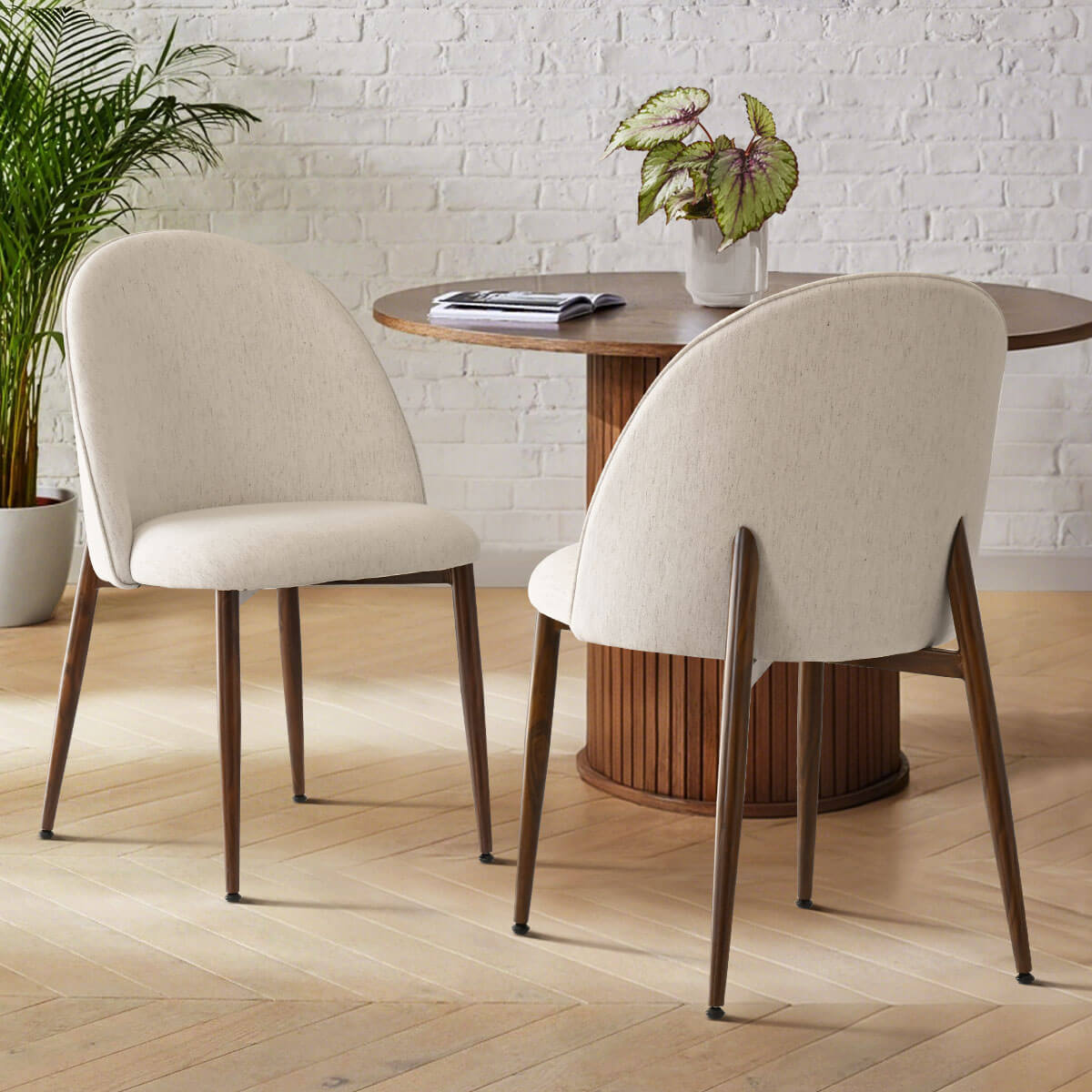 Goteborg Upholstered Dining Chair with Walnut legs (Set of 2)