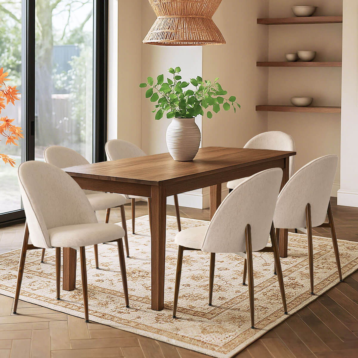 Goteborg Upholstered Dining Chair with Walnut legs (Set of 2)
