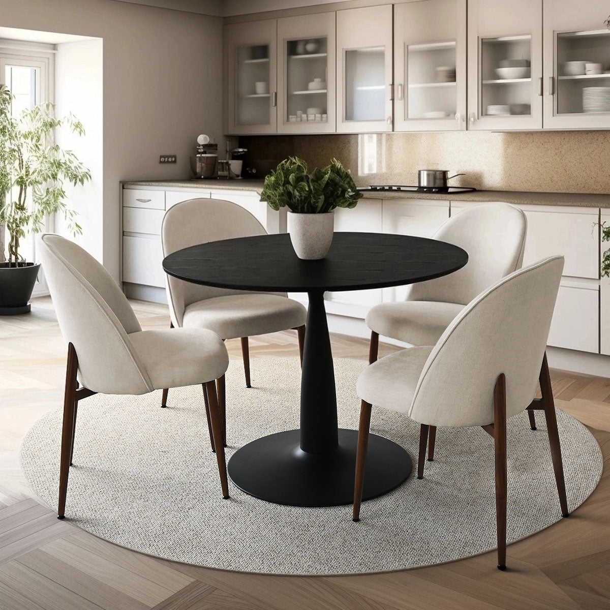 Goteborg Upholstered Dining Chair with Walnut legs (Set of 4)