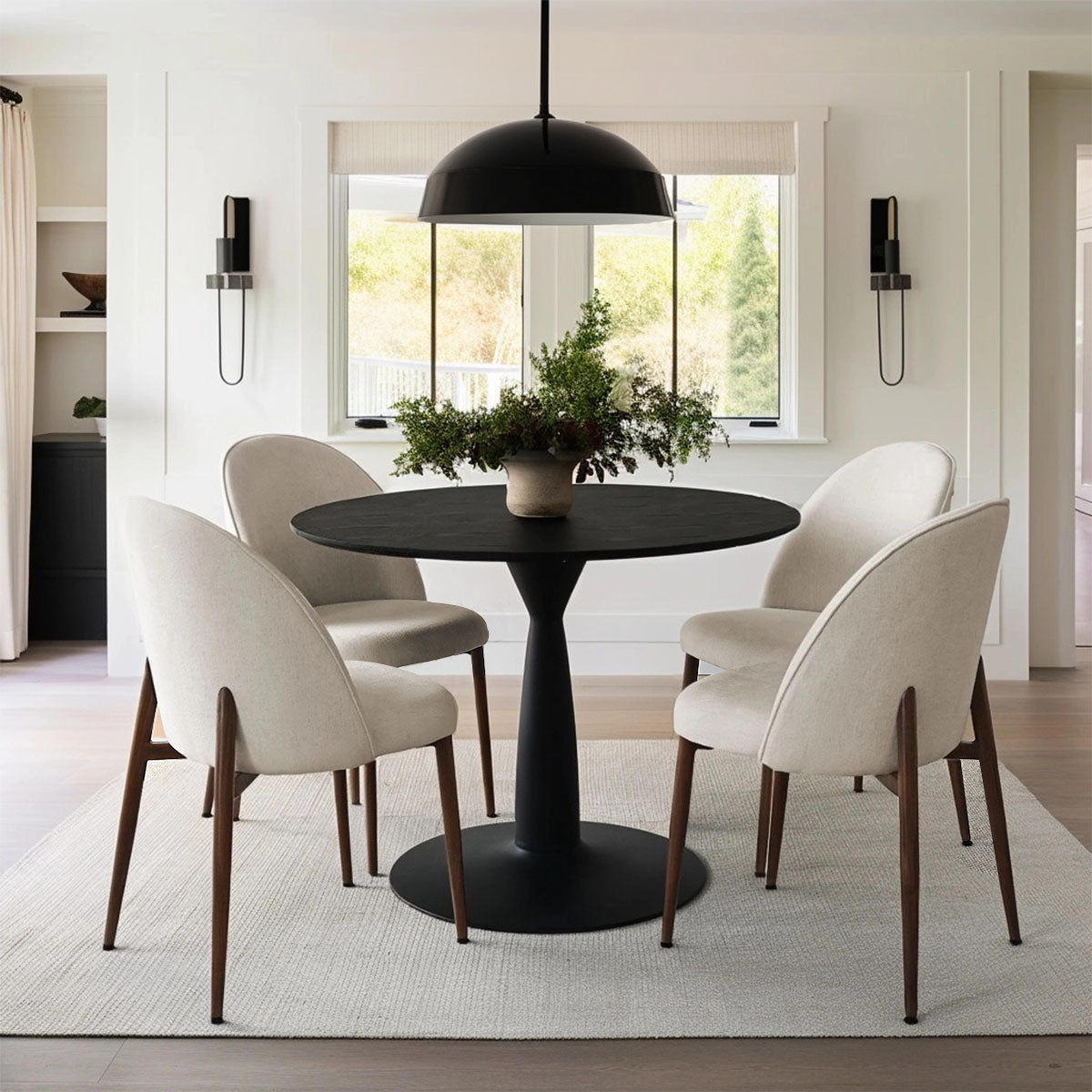 Goteborg Upholstered Dining Chair with Walnut legs (Set of 4)