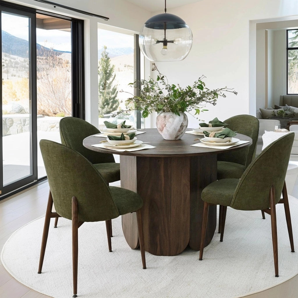 Goteborg Upholstered Dining Chair with Walnut legs (Set of 2)