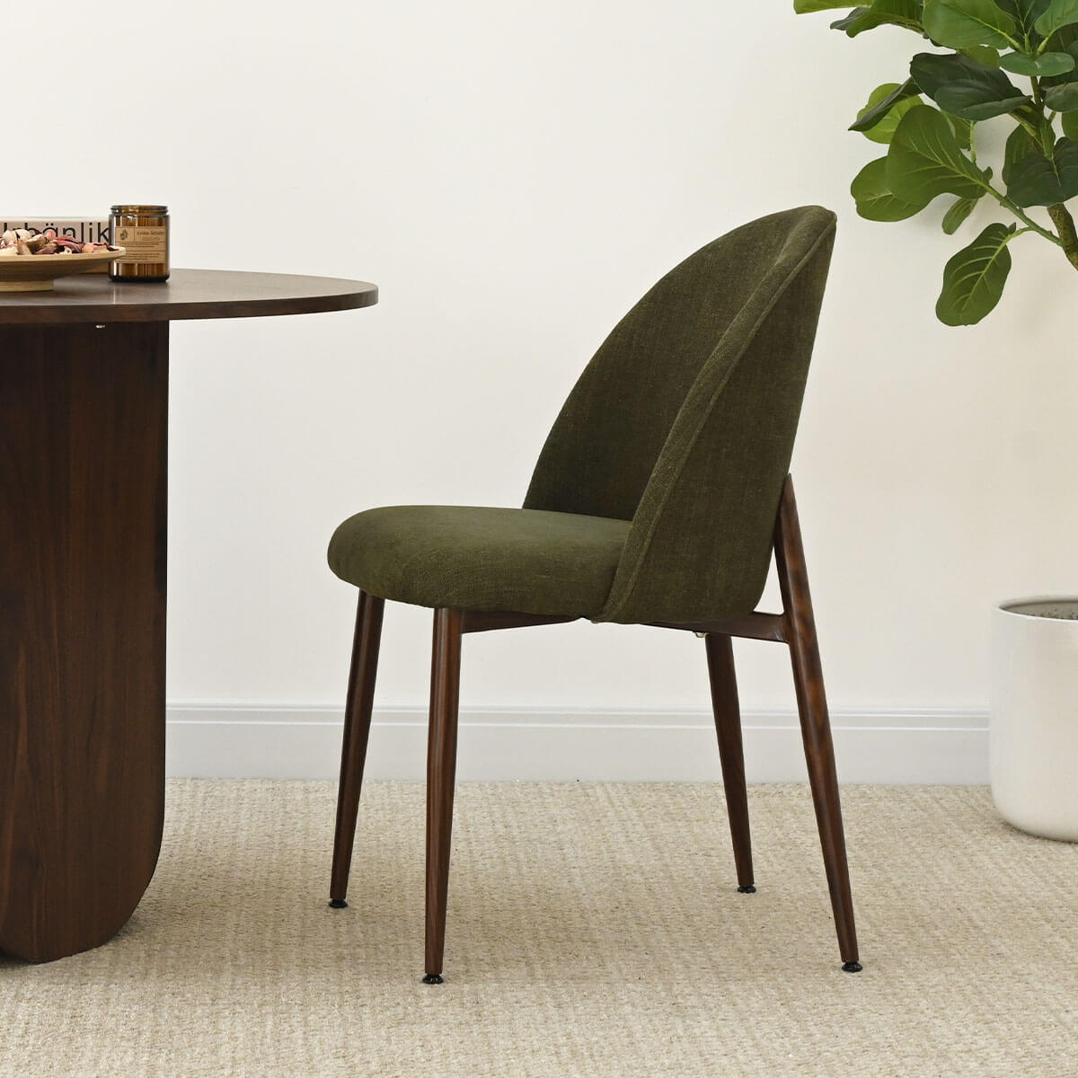 Goteborg Upholstered Dining Chair with Walnut legs (Set of 4)