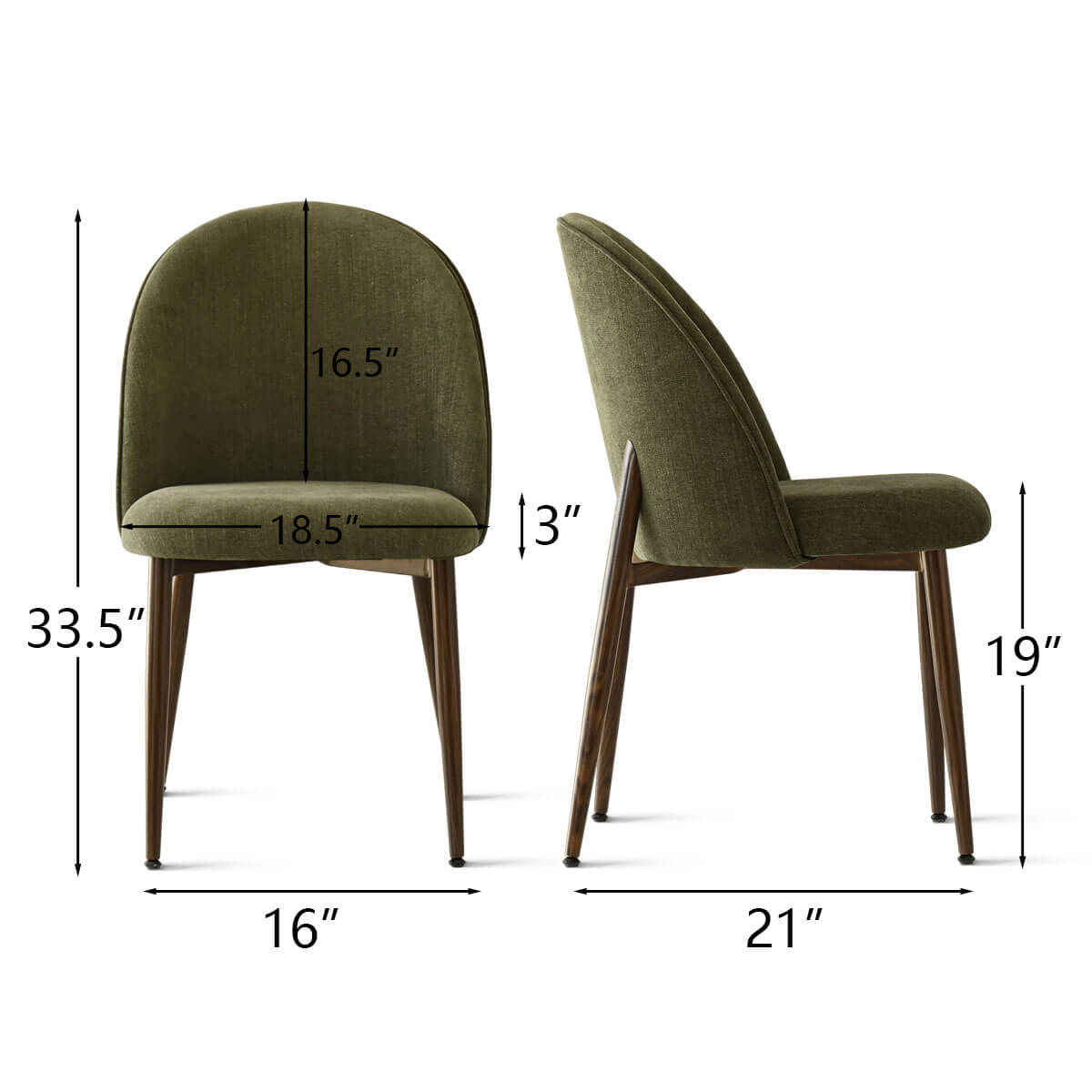 Goteborg Upholstered Dining Chair with Walnut legs (Set of 2)