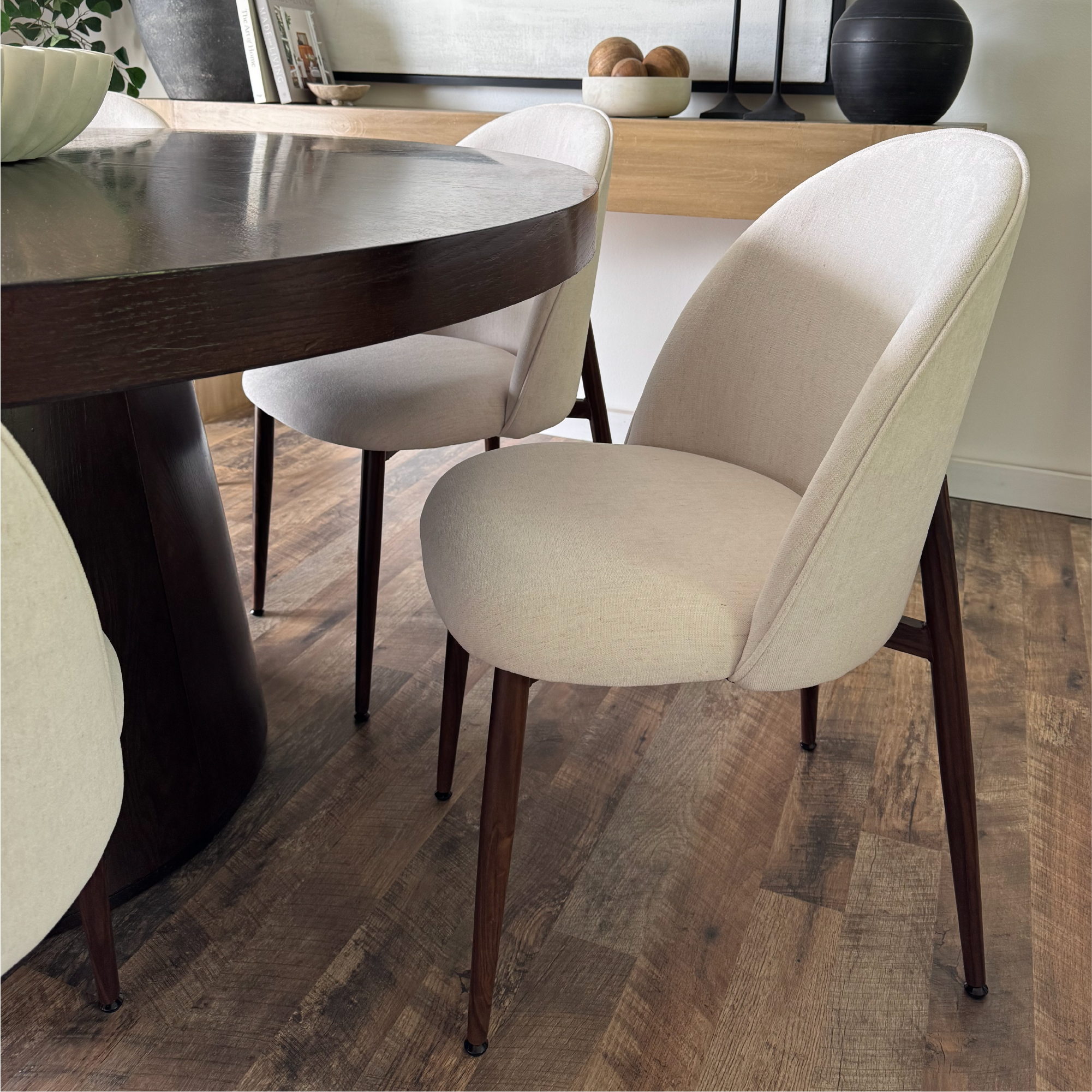 Goteborg Upholstered Dining Chair with Walnut legs (Set of 4)