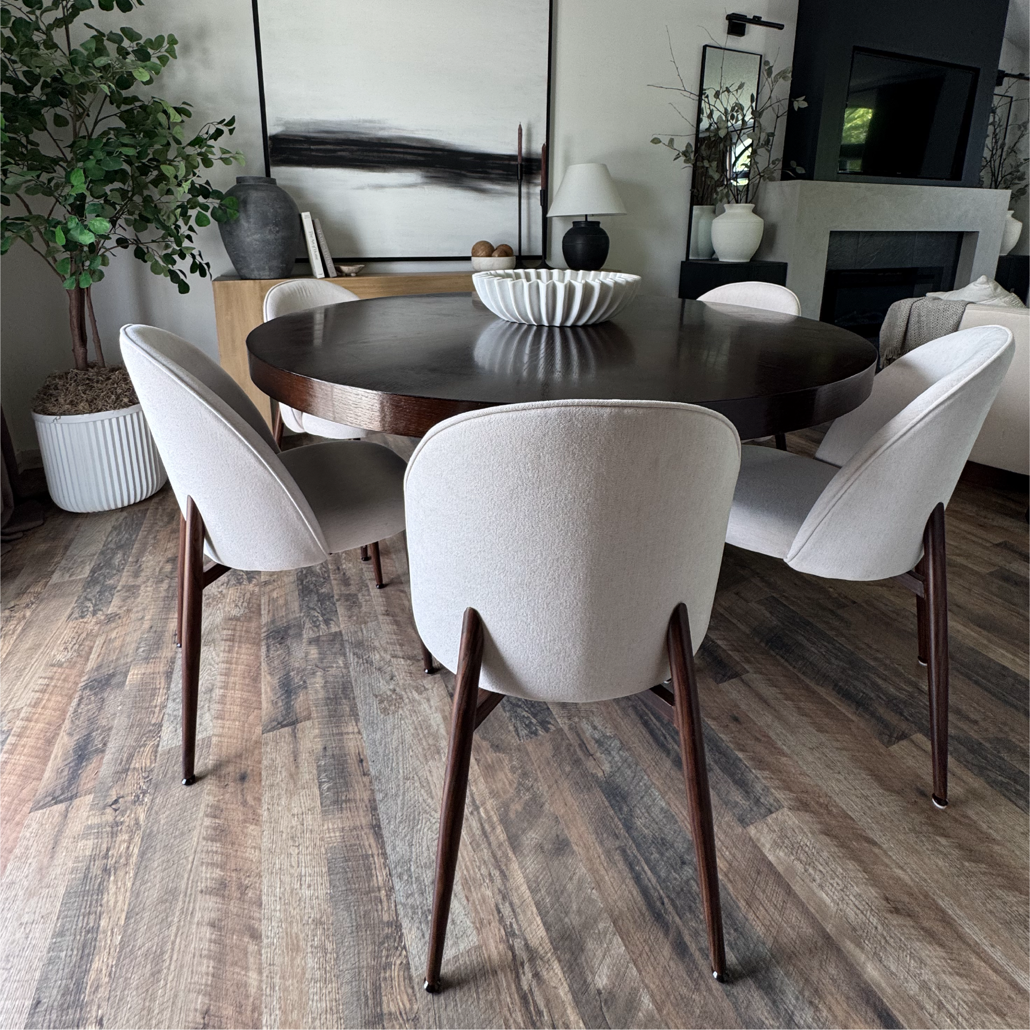 Goteborg Upholstered Dining Chair with Walnut legs (Set of 2)