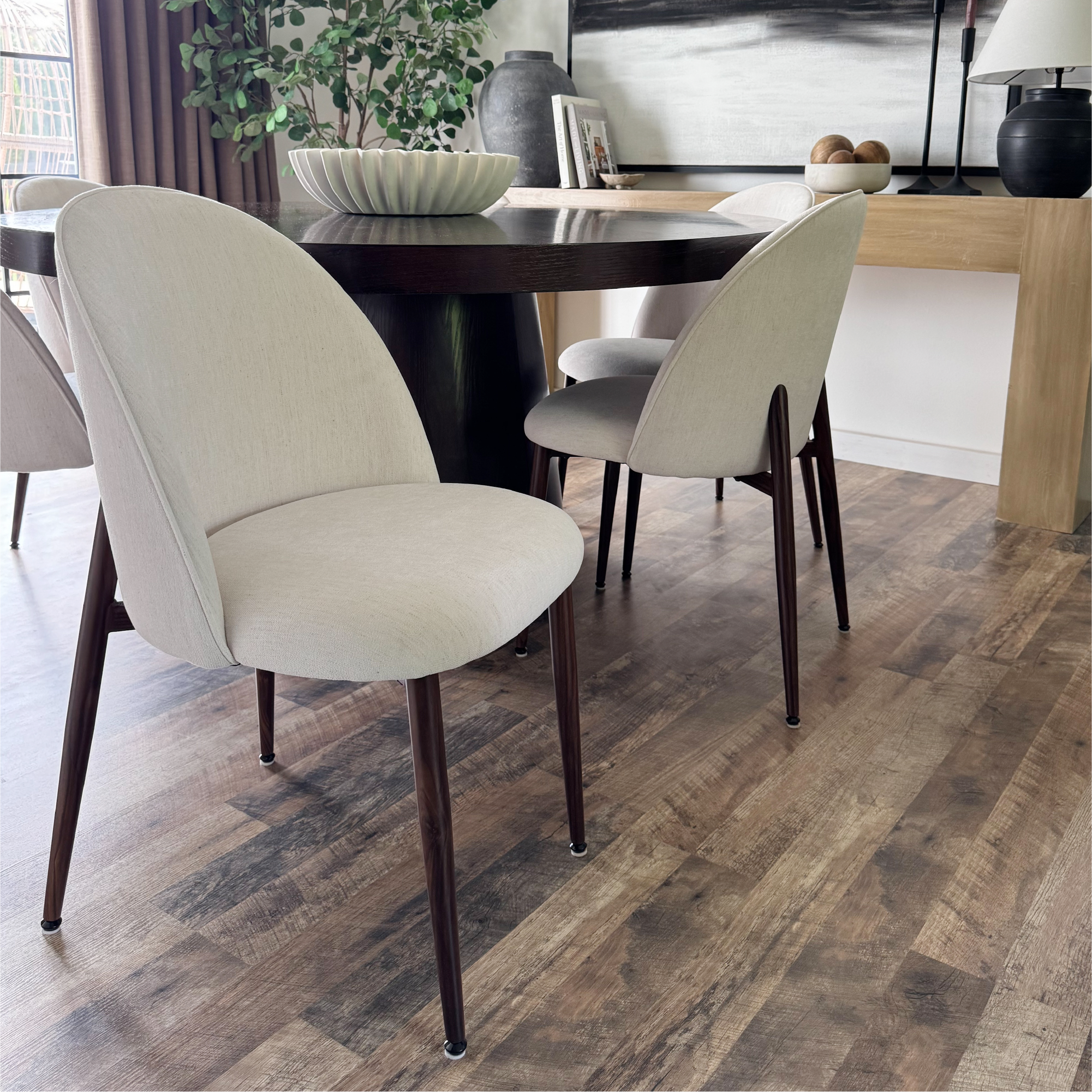 Goteborg Upholstered Dining Chair with Walnut legs (Set of 4)