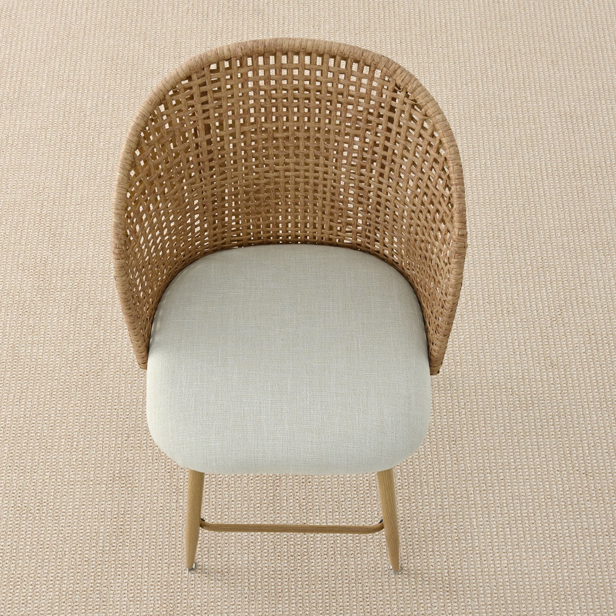 Grasse 29" Beige Rattan Upholstered Bar Stool (Set of 4)