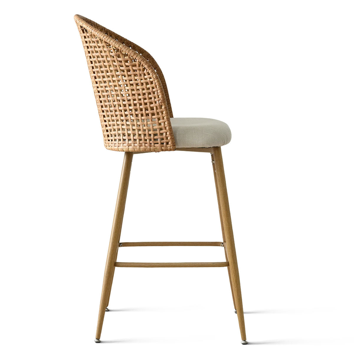 Grasse 29" Beige Rattan Upholstered Bar Stool (Set of 4)