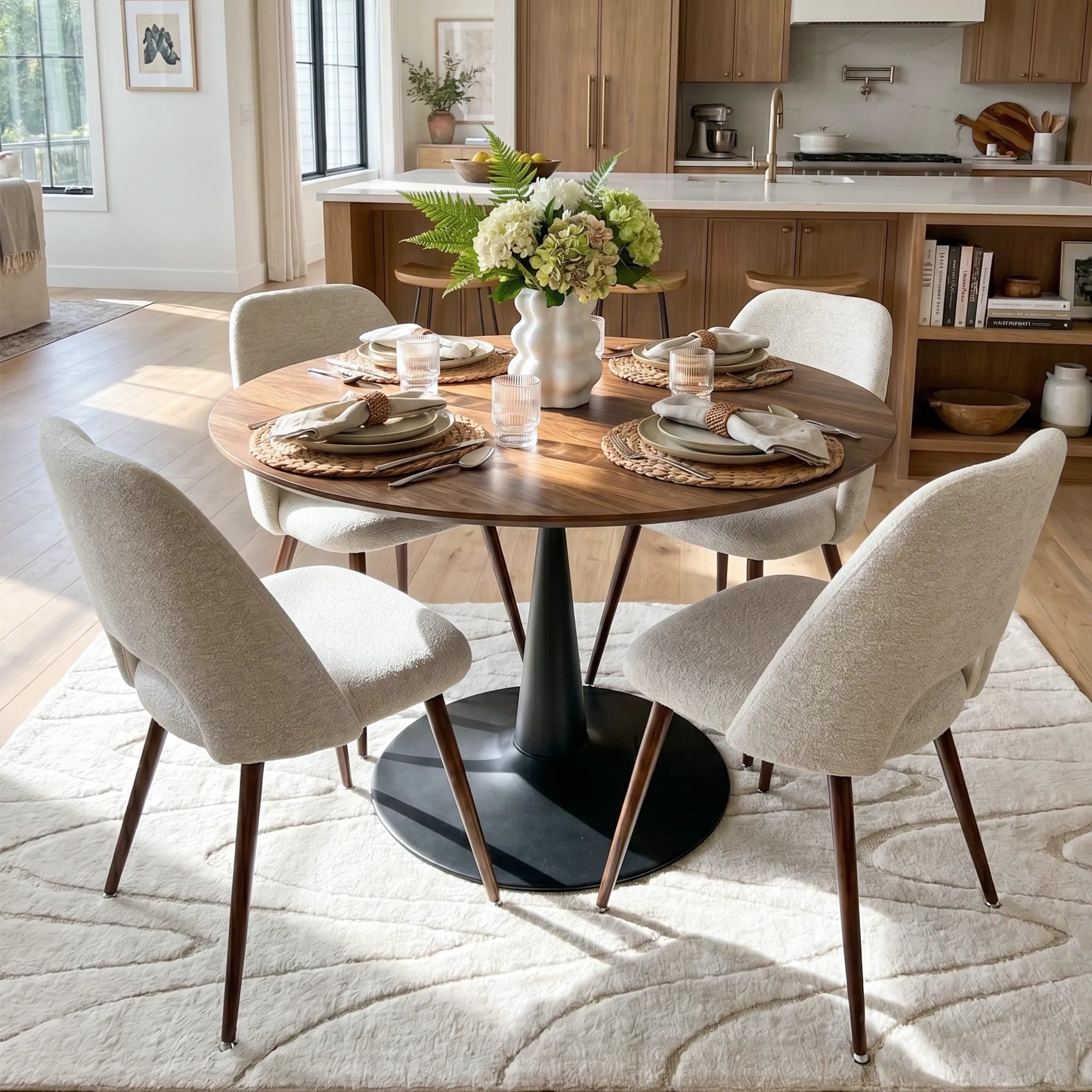 Harold & Edwin 40'' Modern Round Dining Table Set for 4 (5-Piece)