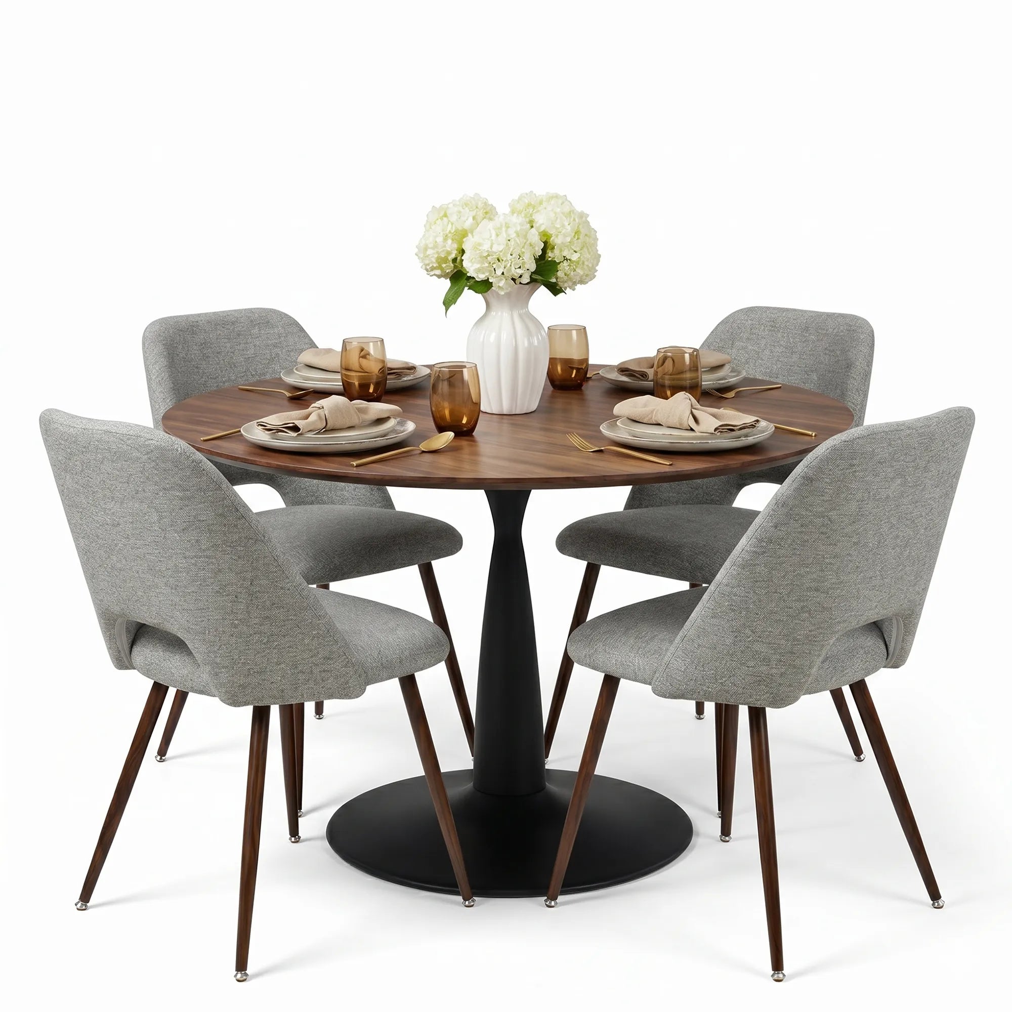 Harold & Edwin 40'' Modern Round Dining Table Set for 4 (5-Piece)
