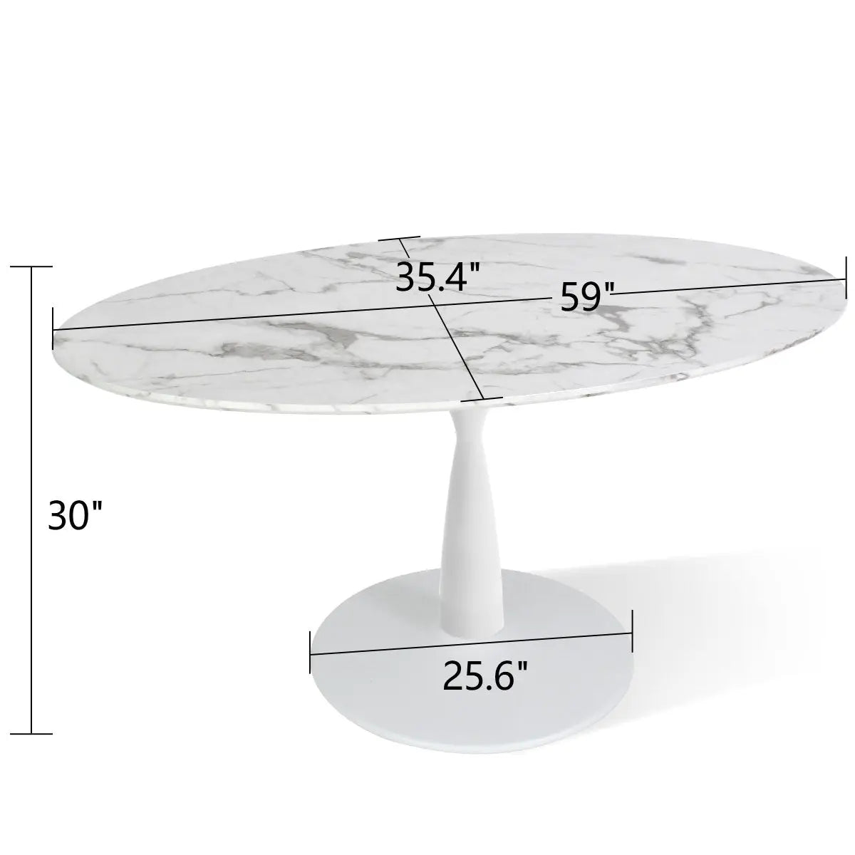 Harris Modern oval marble dining table dimensions, 60s-style base, elegant design, home dining furniture.
