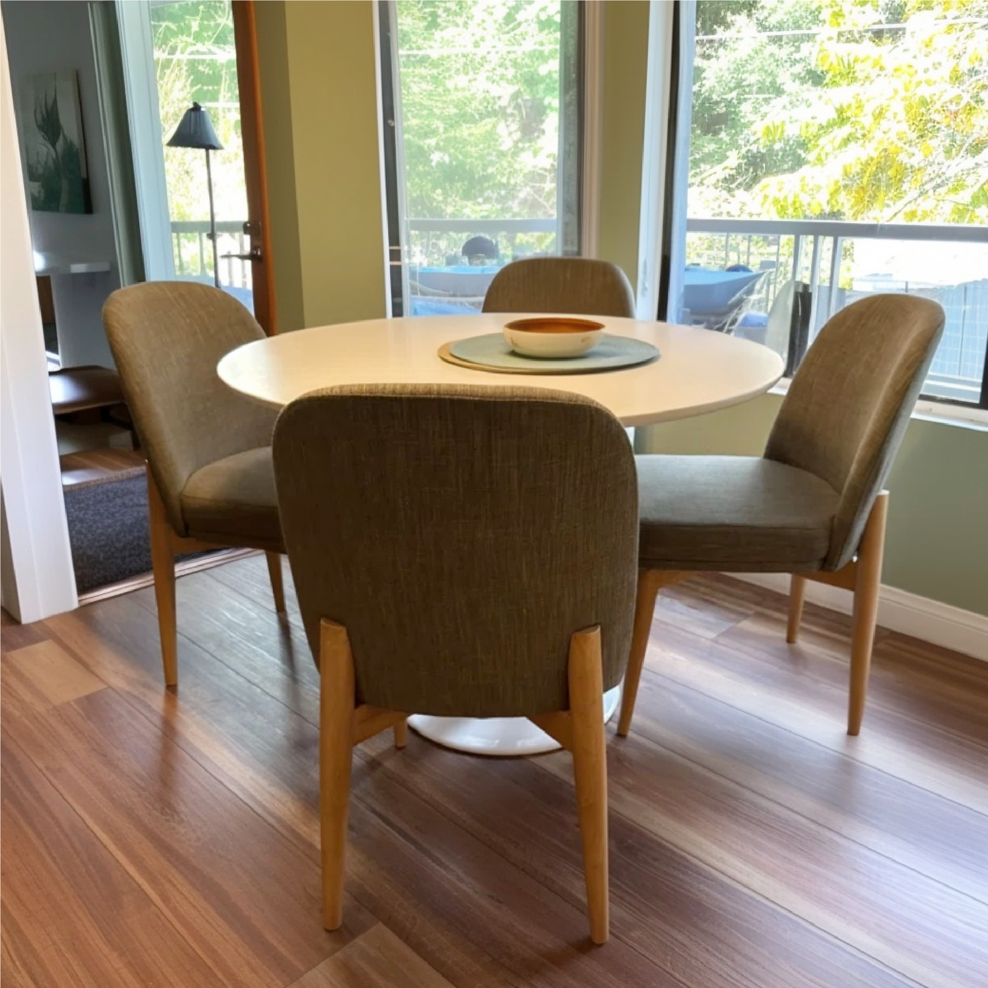 Havana Linen Upholstered Dining Chair with Solid Wood Legs (Set of 2)