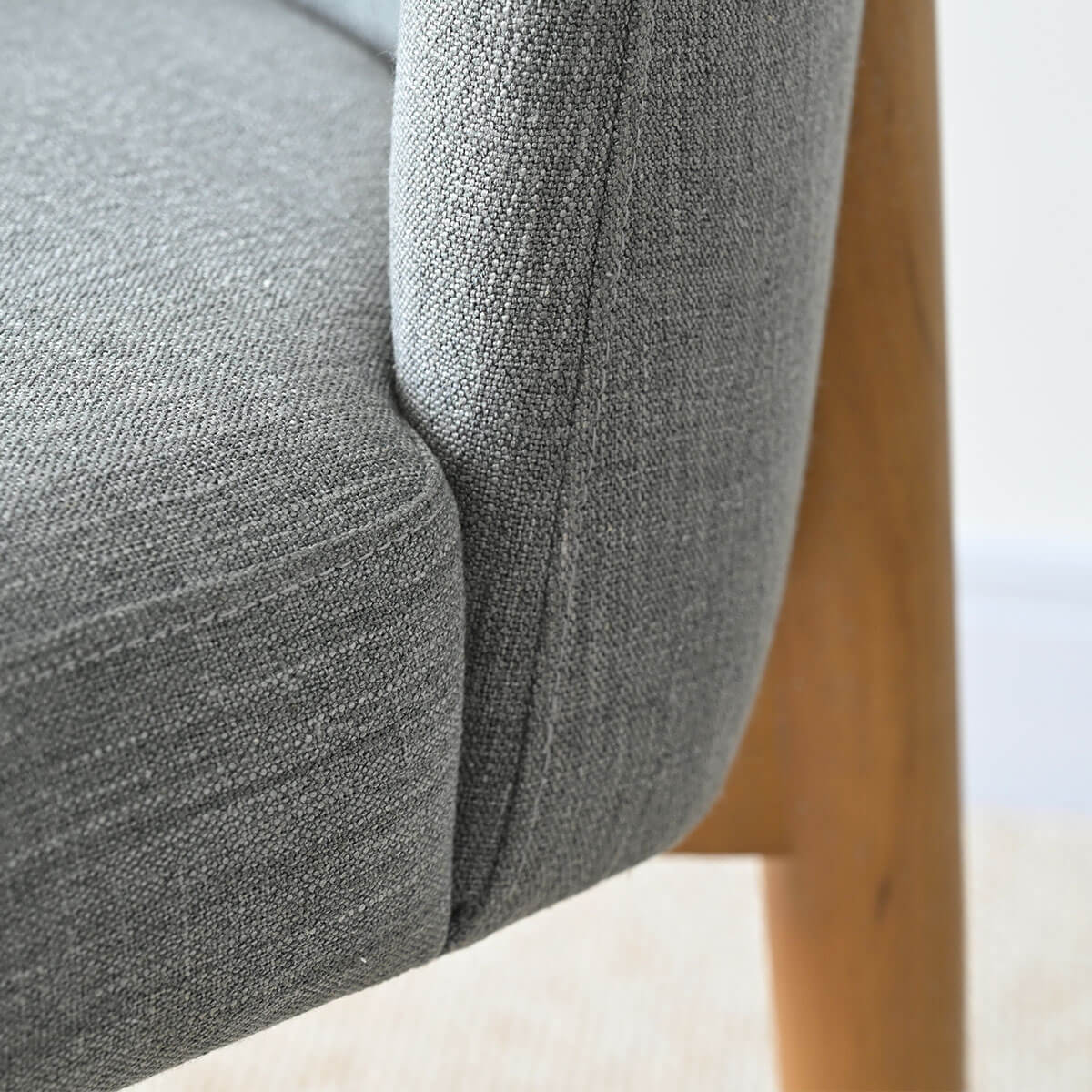 Havana Linen Upholstered Dining Chair with Solid Wood Legs (Set of 2)