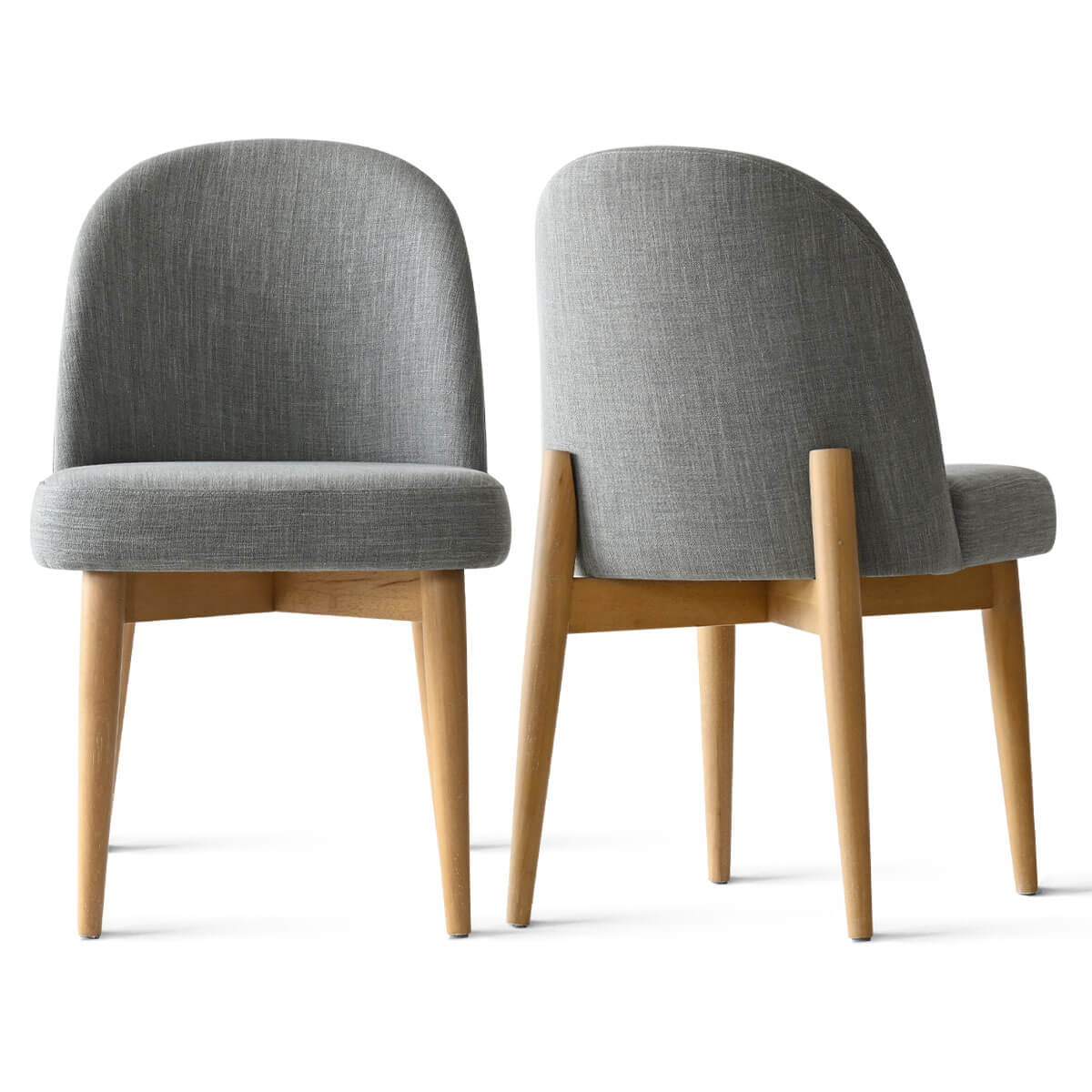 Havana Linen Upholstered Dining Chair with Solid Wood Legs (Set of 2)