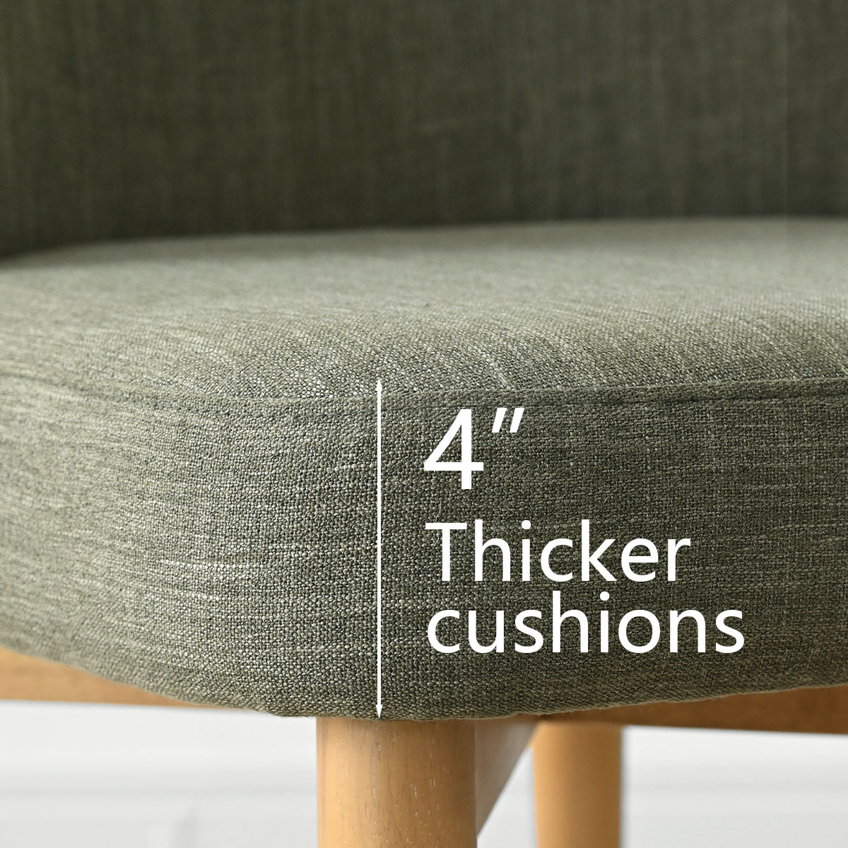 Havana Linen Upholstered Dining Chair with Solid Wood Legs (Set of 2)