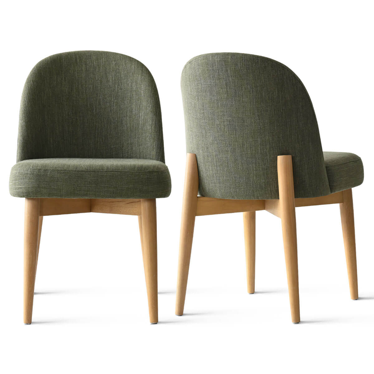 Havana Linen Upholstered Dining Chair with Solid Wood Legs (Set of 2)