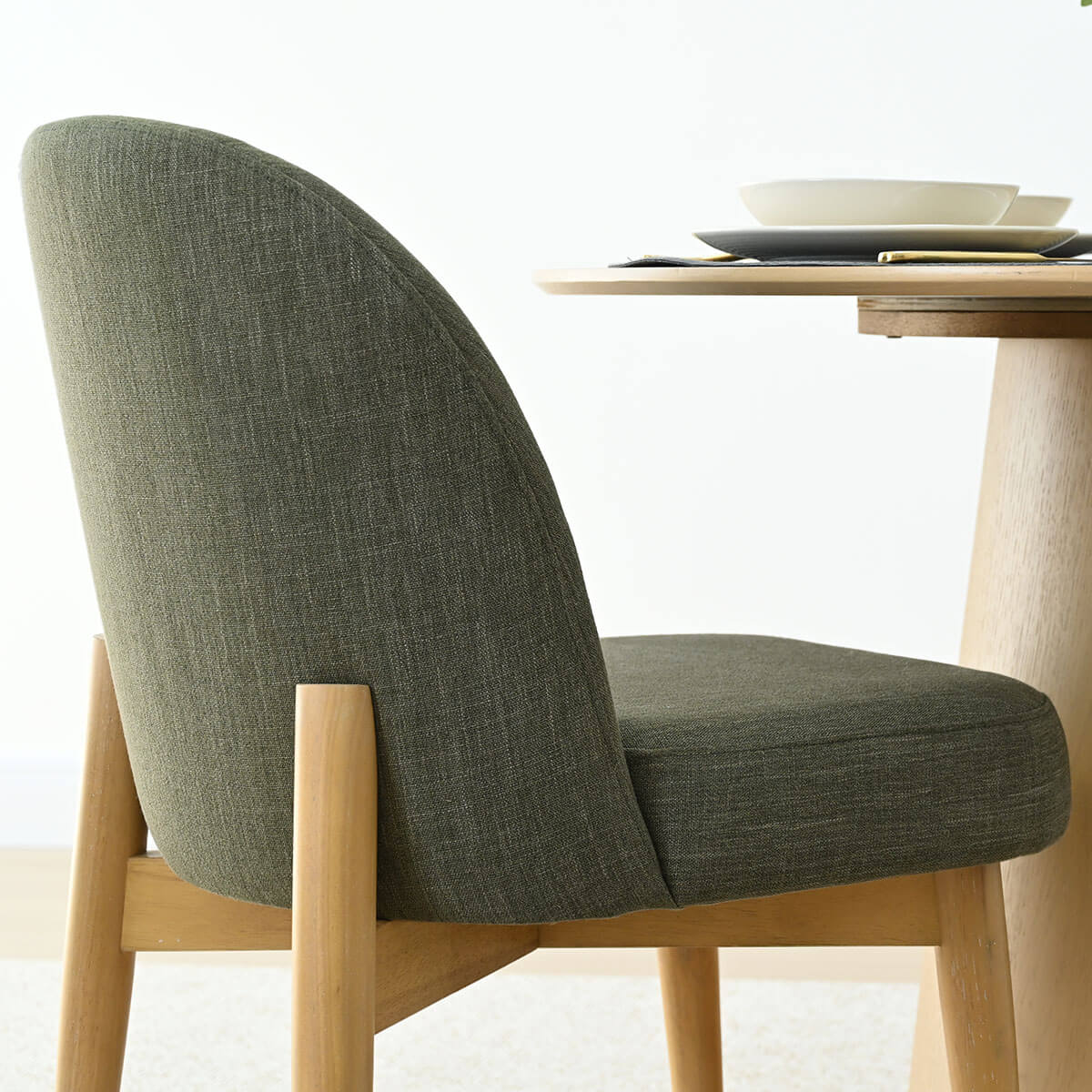Havana Linen Upholstered Dining Chair with Solid Wood Legs (Set of 2)