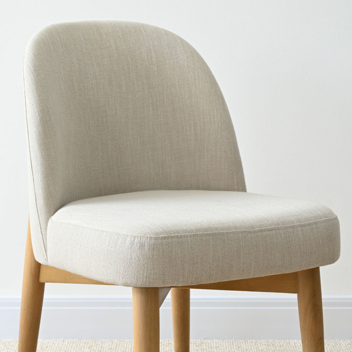 Havana Linen Upholstered Dining Chair with Solid Wood Legs (Set of 2)