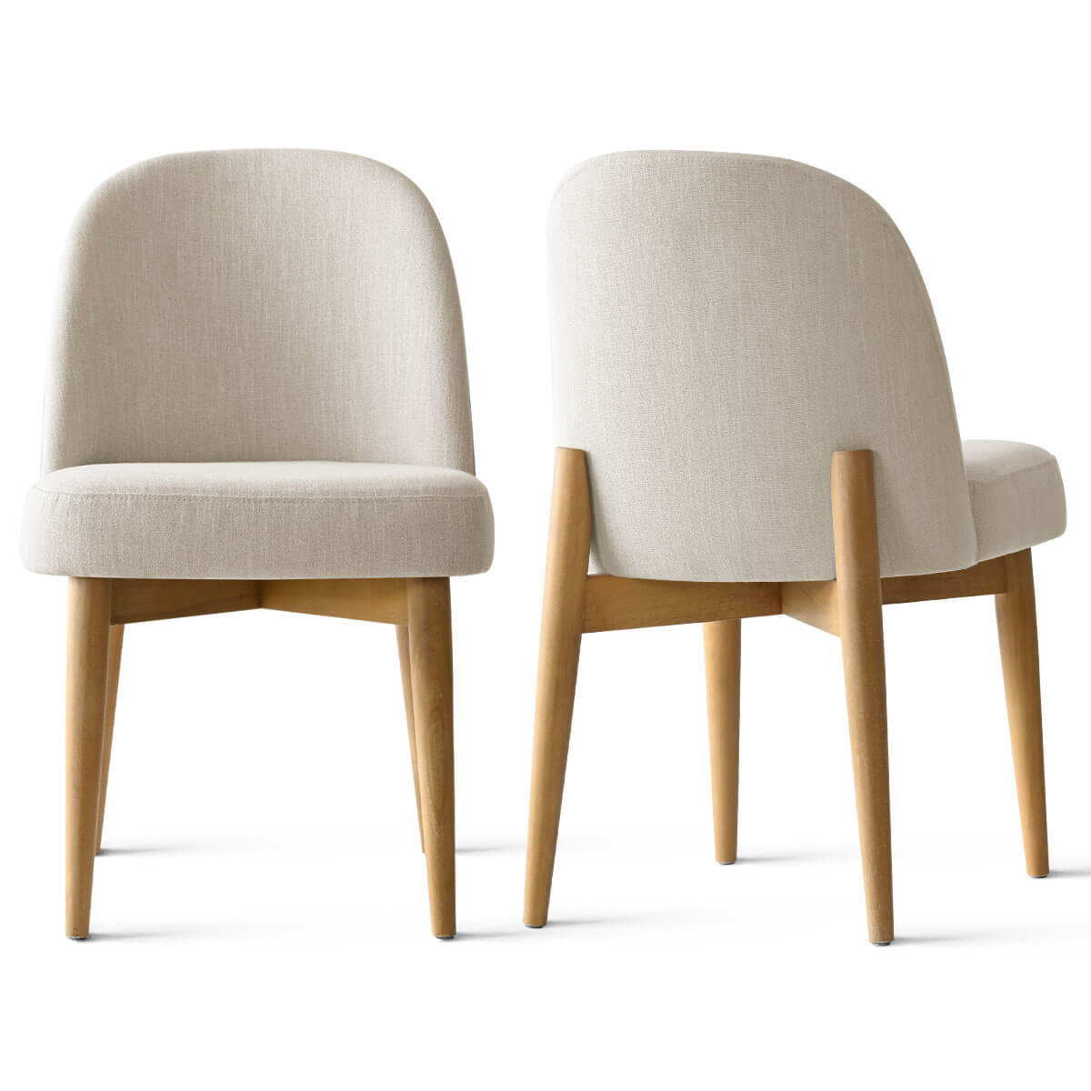 Havana Linen Upholstered Dining Chair with Solid Wood Legs (Set of 2)