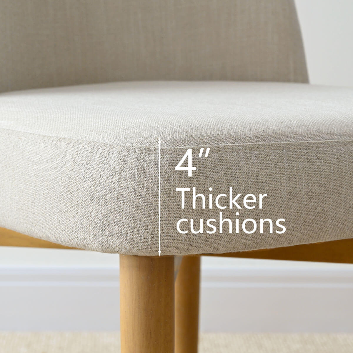 Havana Linen Upholstered Dining Chair with Solid Wood Legs (Set of 2)